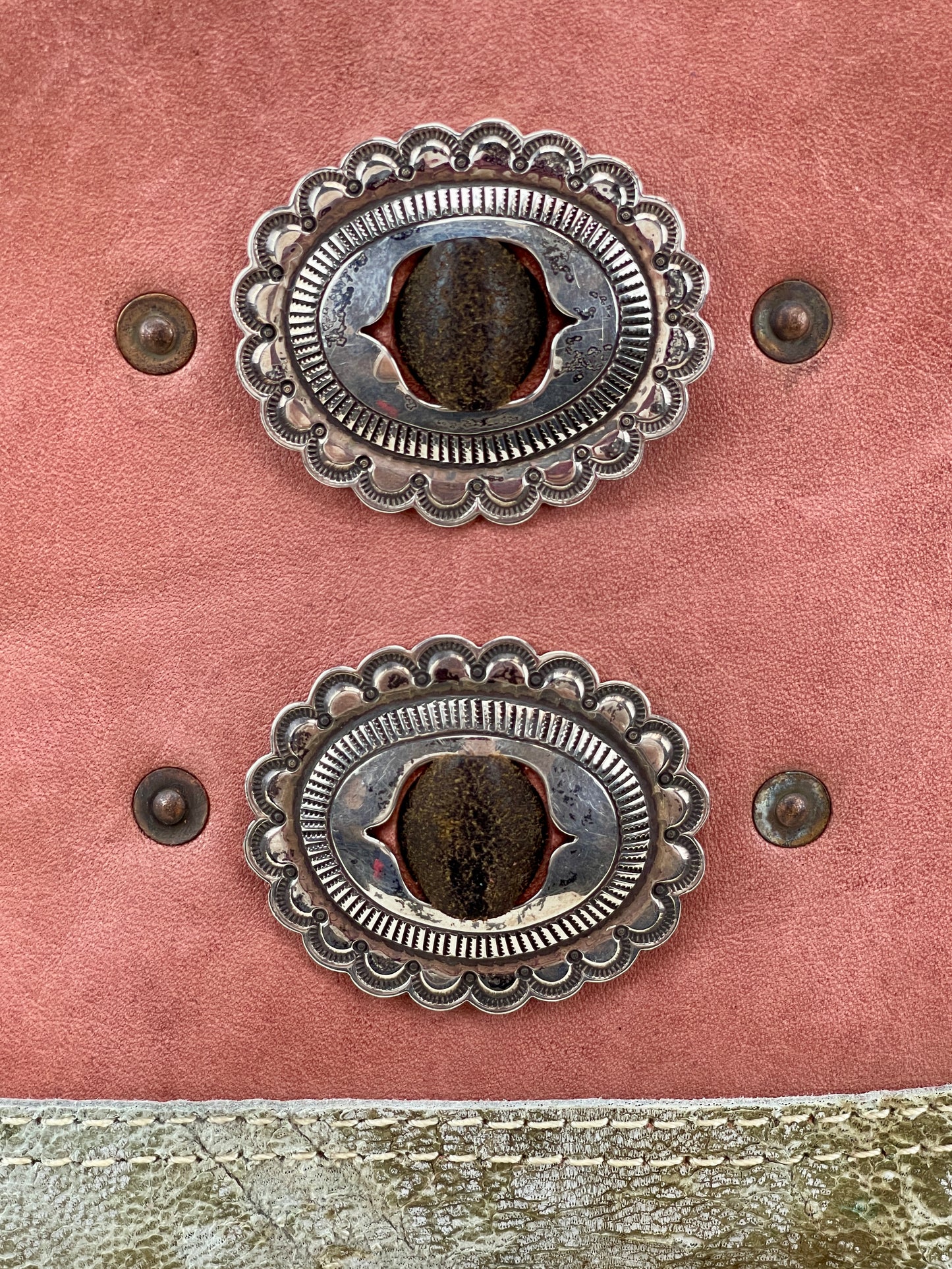 Mini Bucket - Vintage Leather - Fringed with Conchos