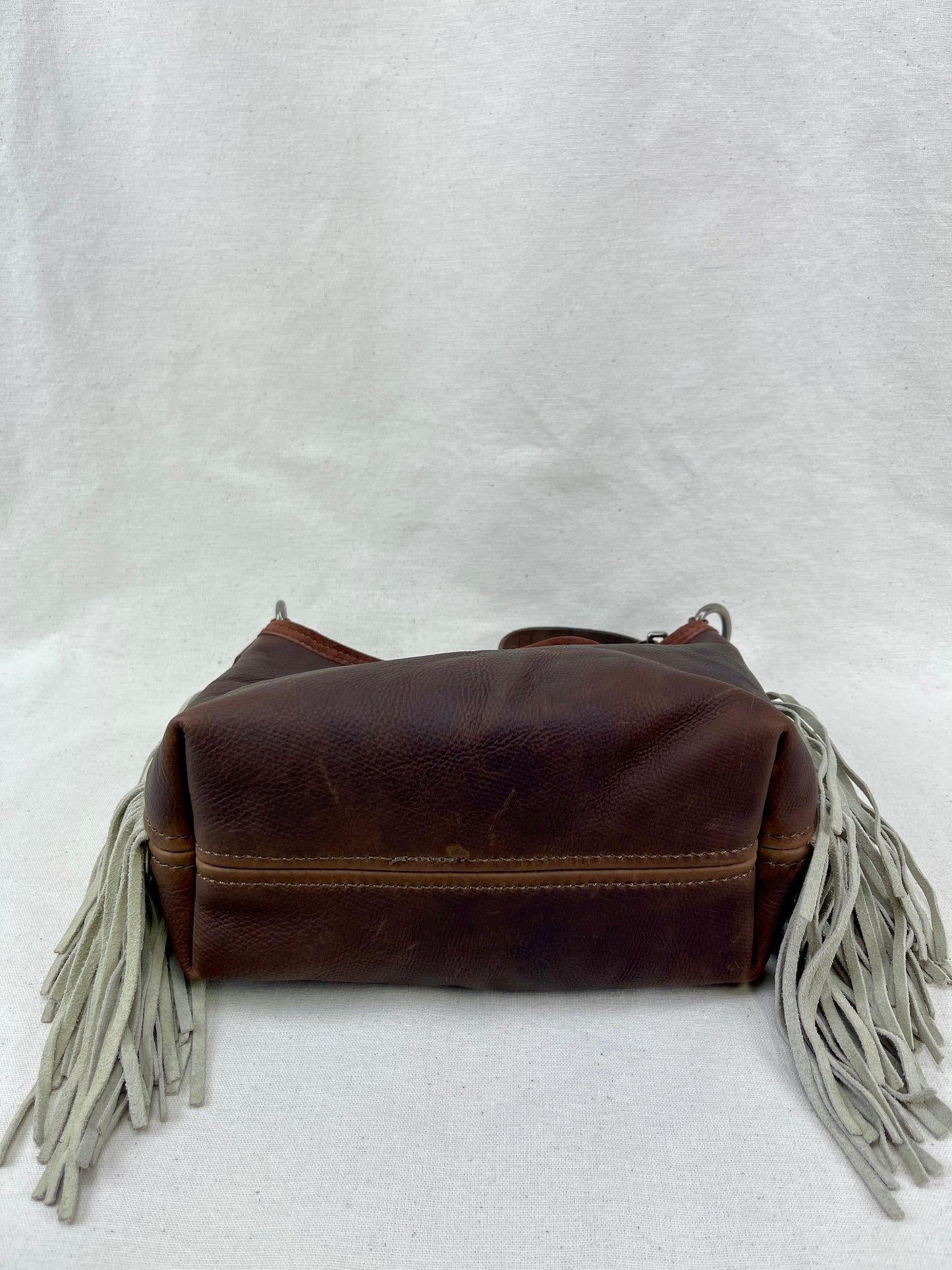 Mini Bucket - Vintage Leather - Fringed with Conchos
