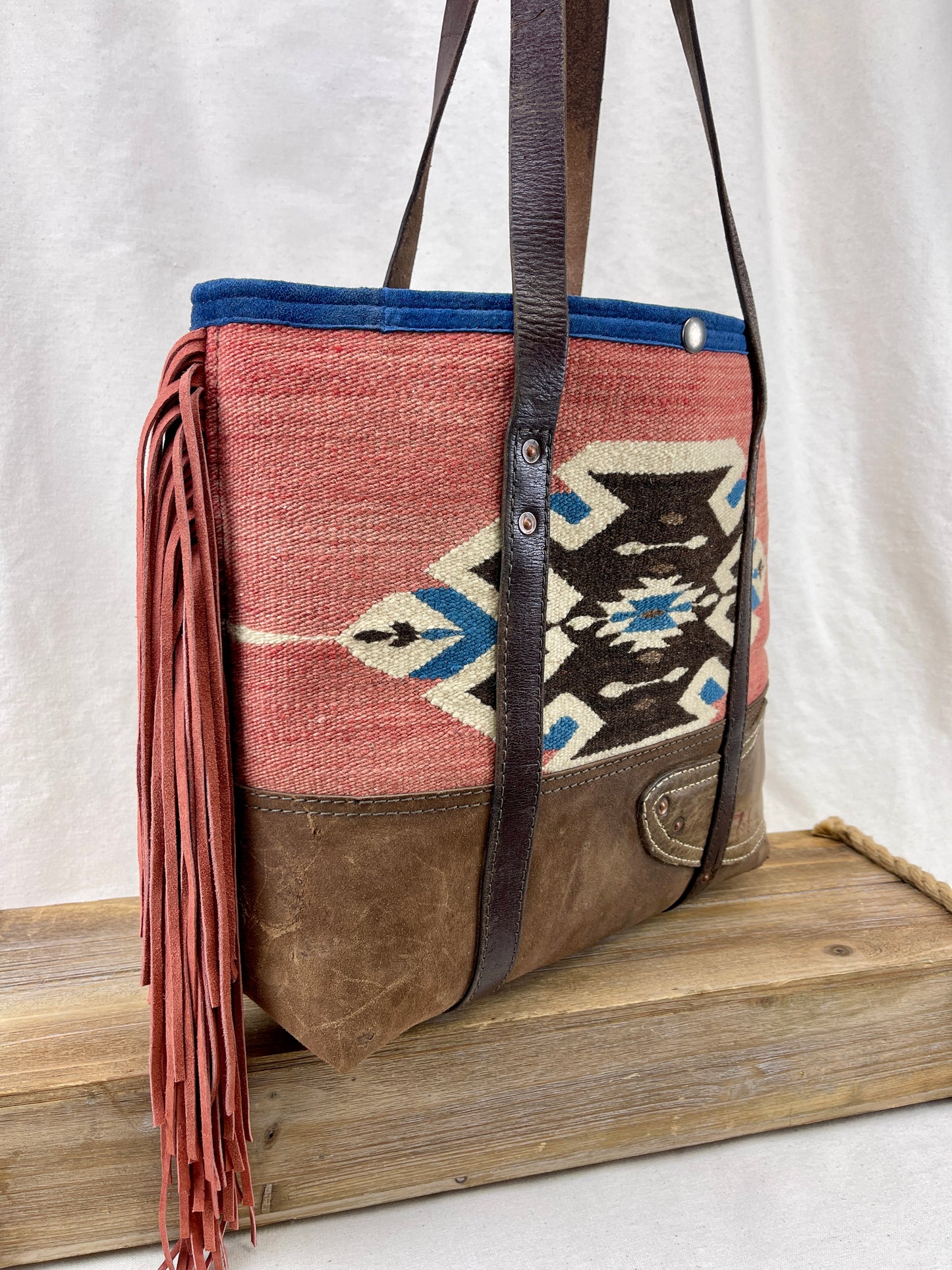 Tote - Taxcoco Weaving x Chaps Leather - with Fringe