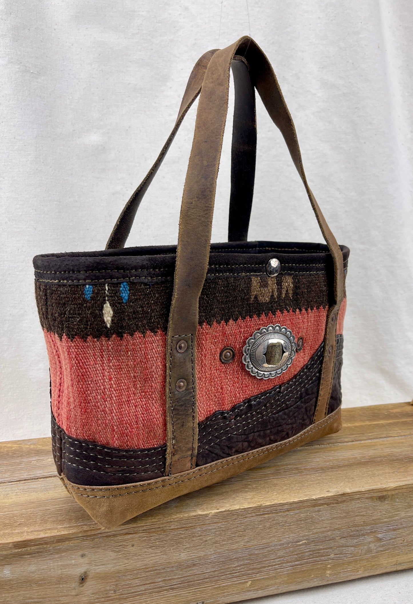 Tiny Tote - Taxcoco Weaving x Leather with Conchos