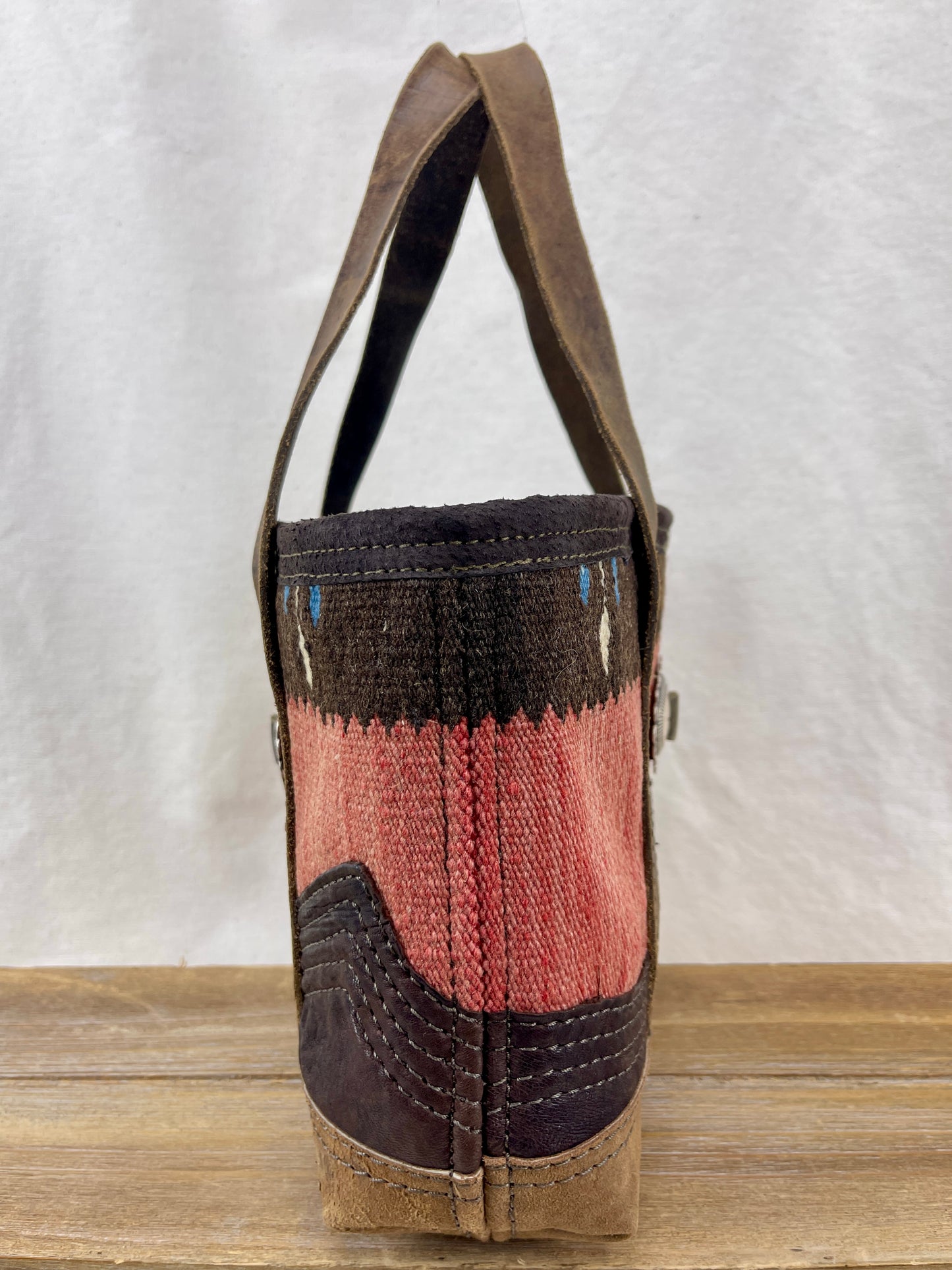 Tiny Tote - Taxcoco Weaving x Leather with Conchos