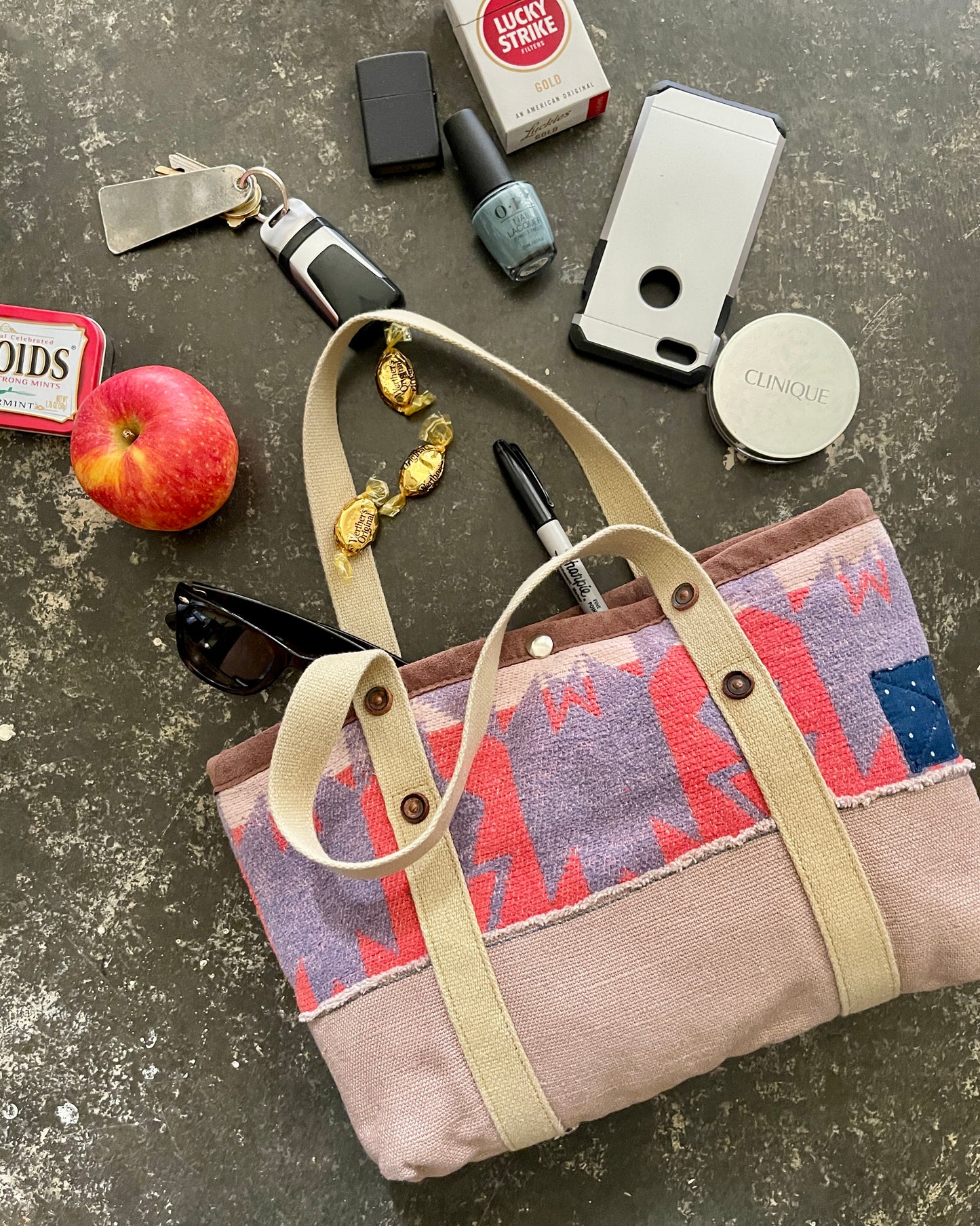 Tiny Tote - Vintage Camp Blanket Mulberry/Lavender