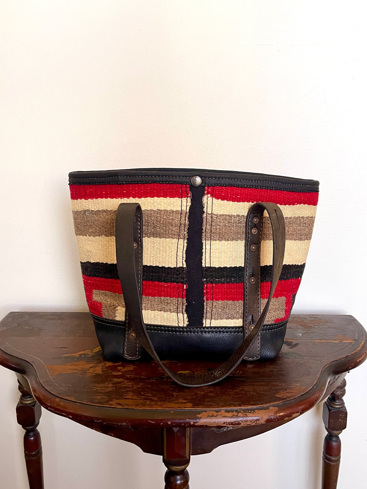 Tote - Vintage Navajo Weaving x Leather