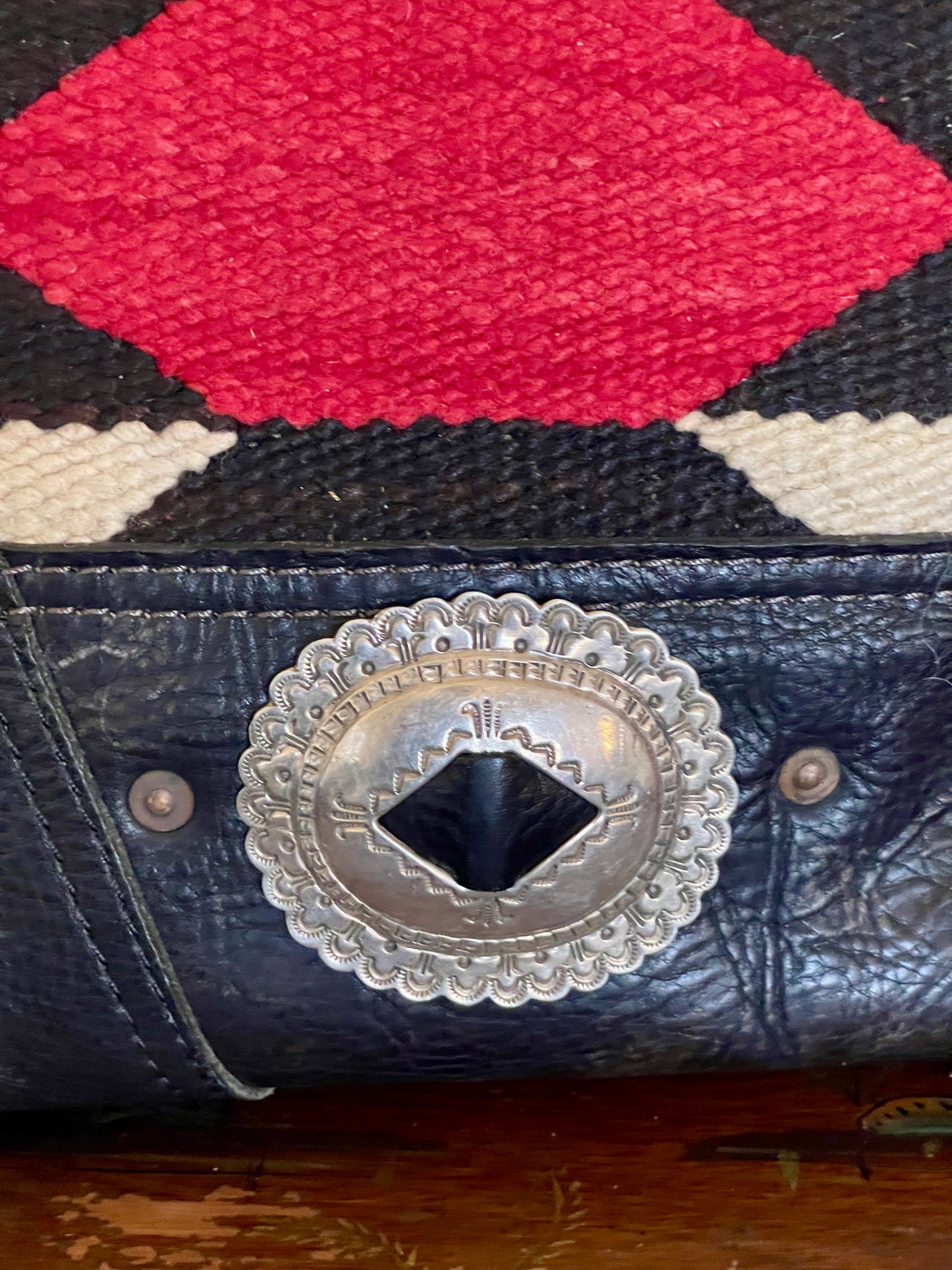 Bucket - Vintage Navajo x Leather - Fringed with Concho
