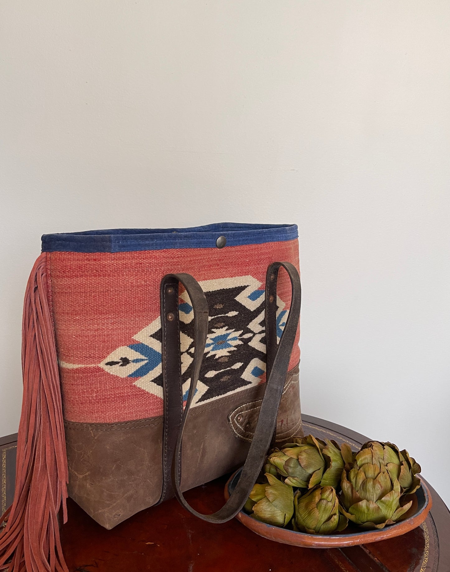 Tote - Taxcoco Weaving x Chaps Leather - with Fringe