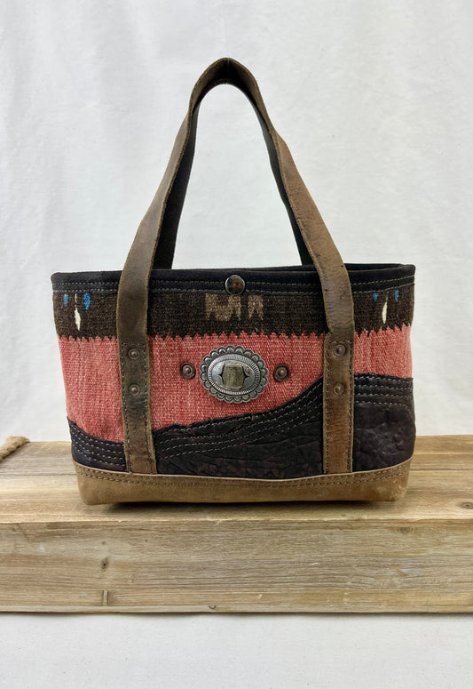 Tiny Tote - Taxcoco Weaving x Leather with Conchos