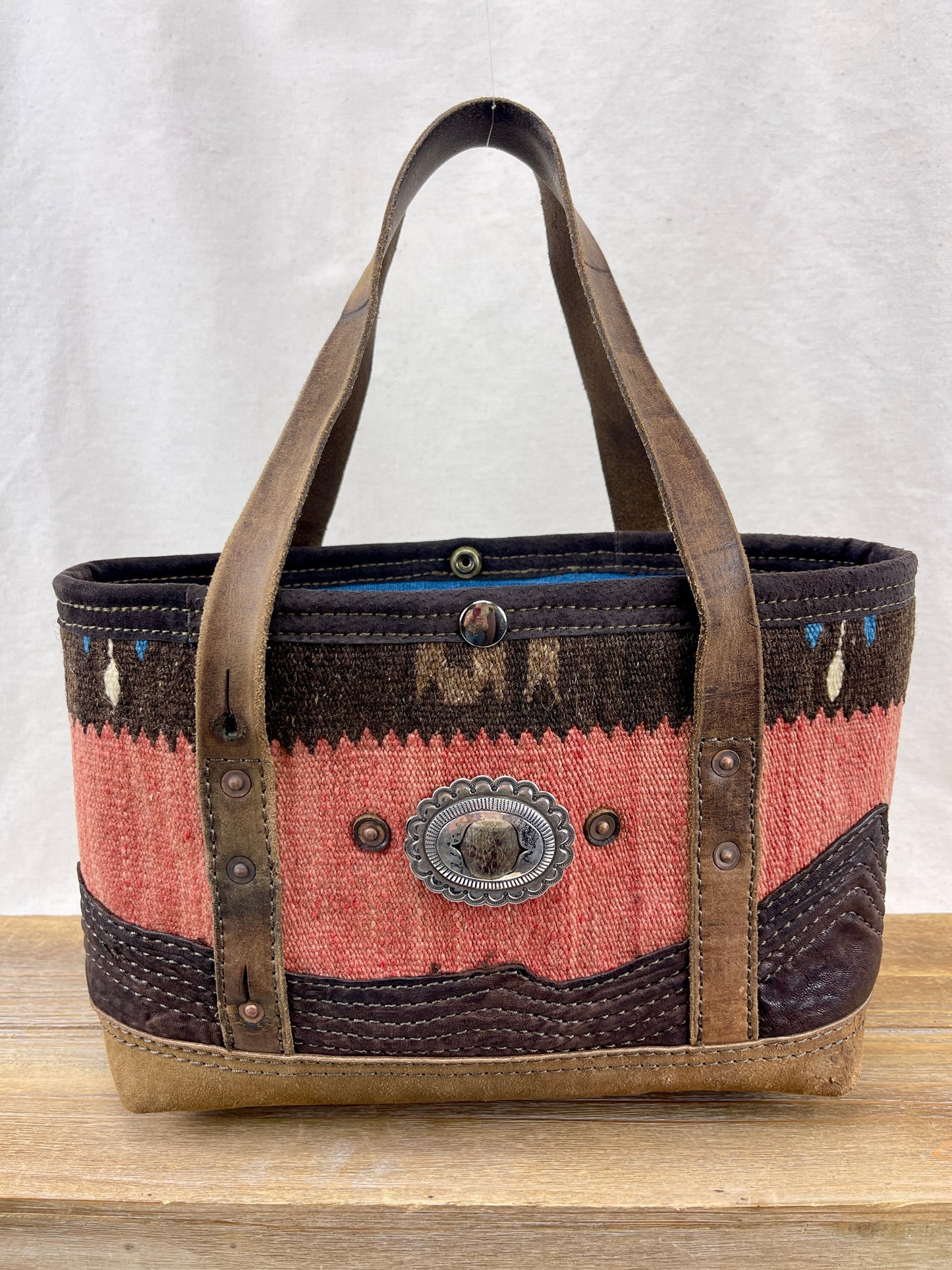 Tiny Tote - Taxcoco Weaving x Leather with Conchos