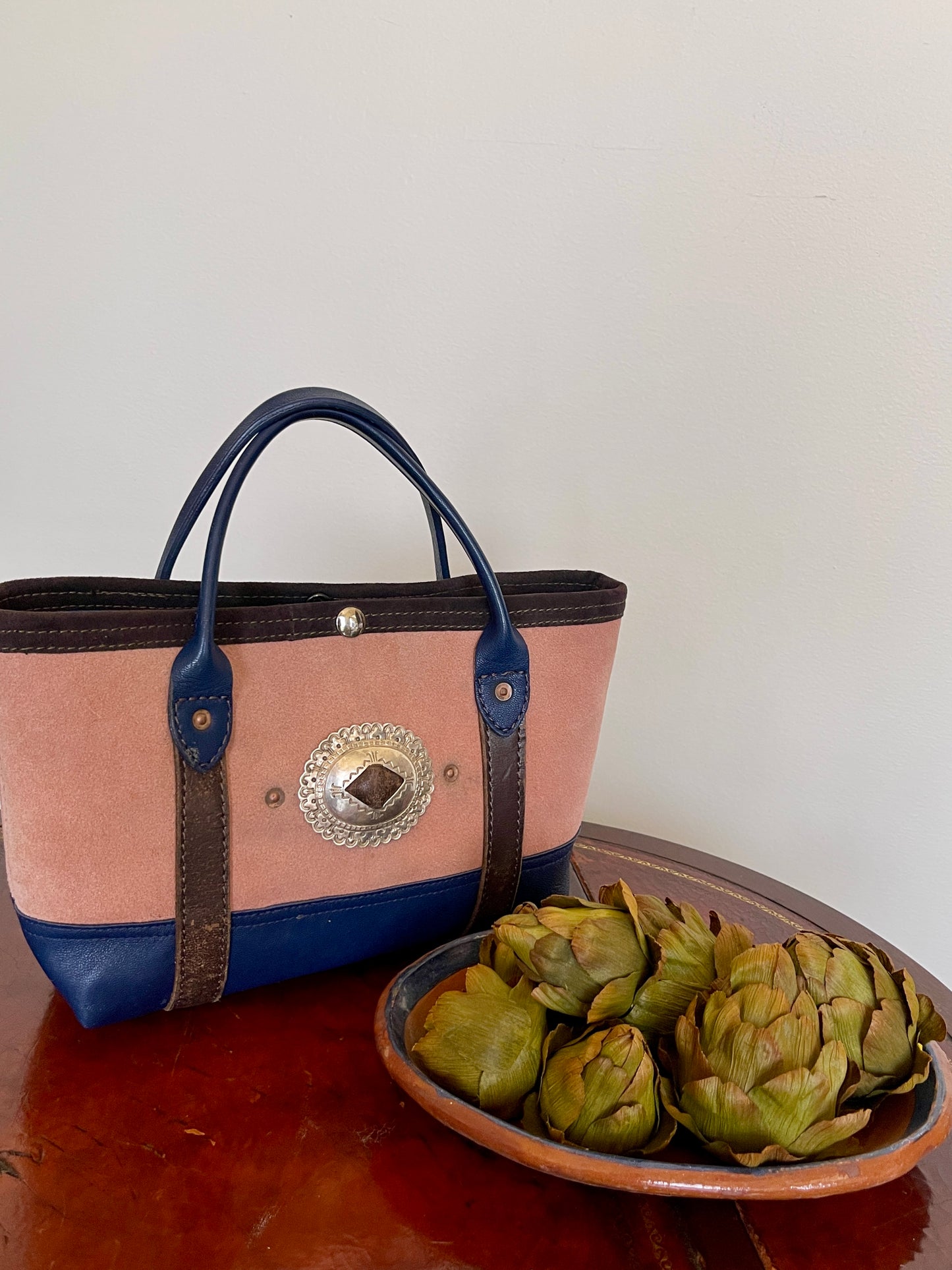 Tiny Tote - Suede x Leather with Concho