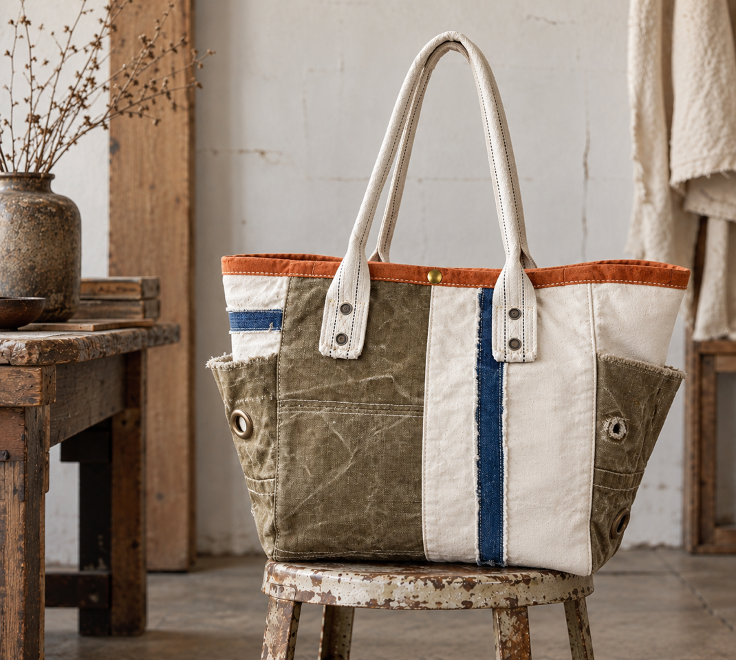 Utility Vintage Canvas Tote x Persimmon Binding
