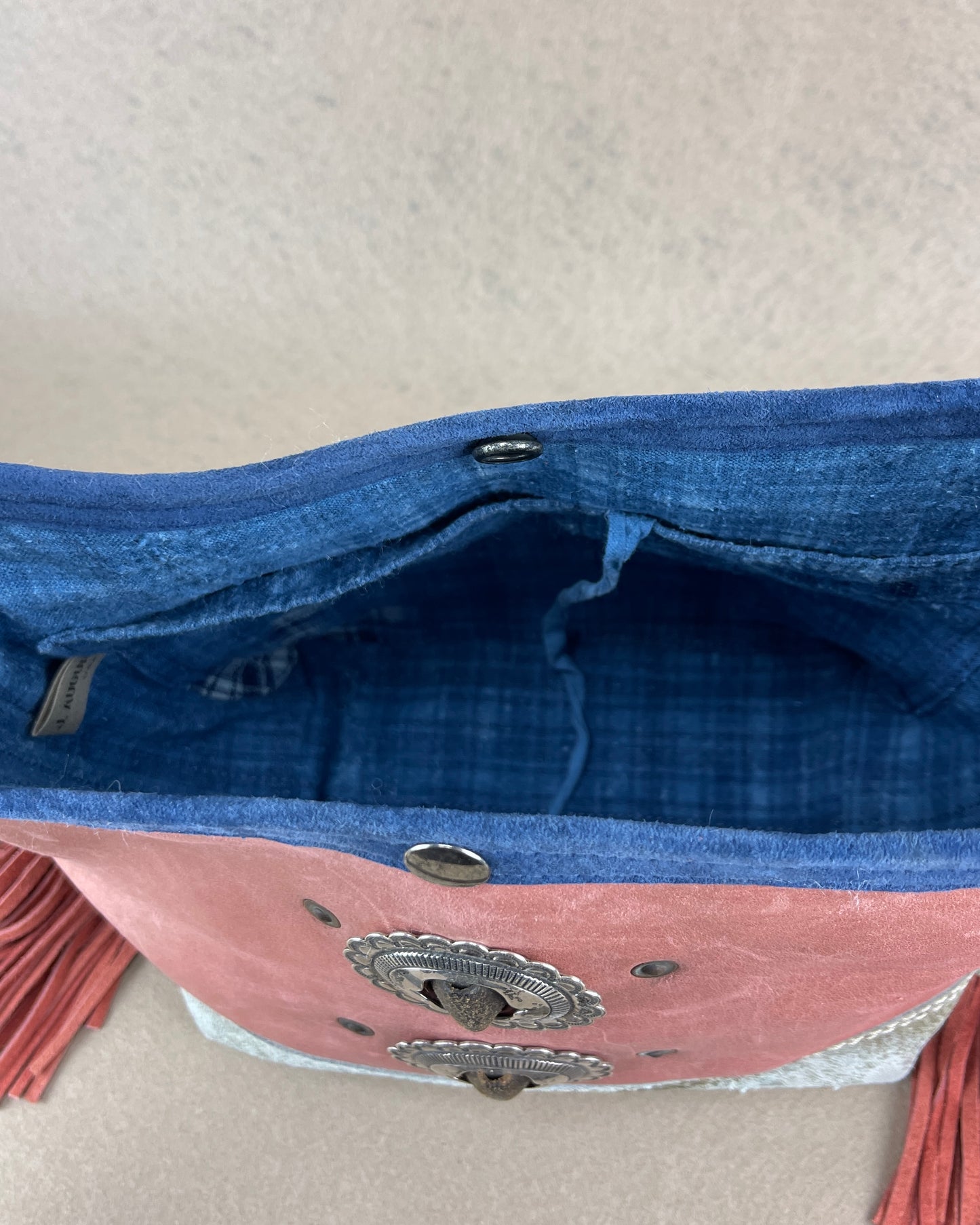 Mini Bucket - Vintage Leather - Fringed with Conchos