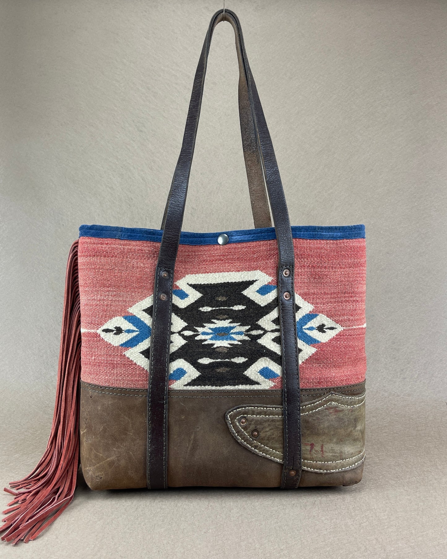 Tote - Taxcoco Weaving x Chaps Leather - with Fringe