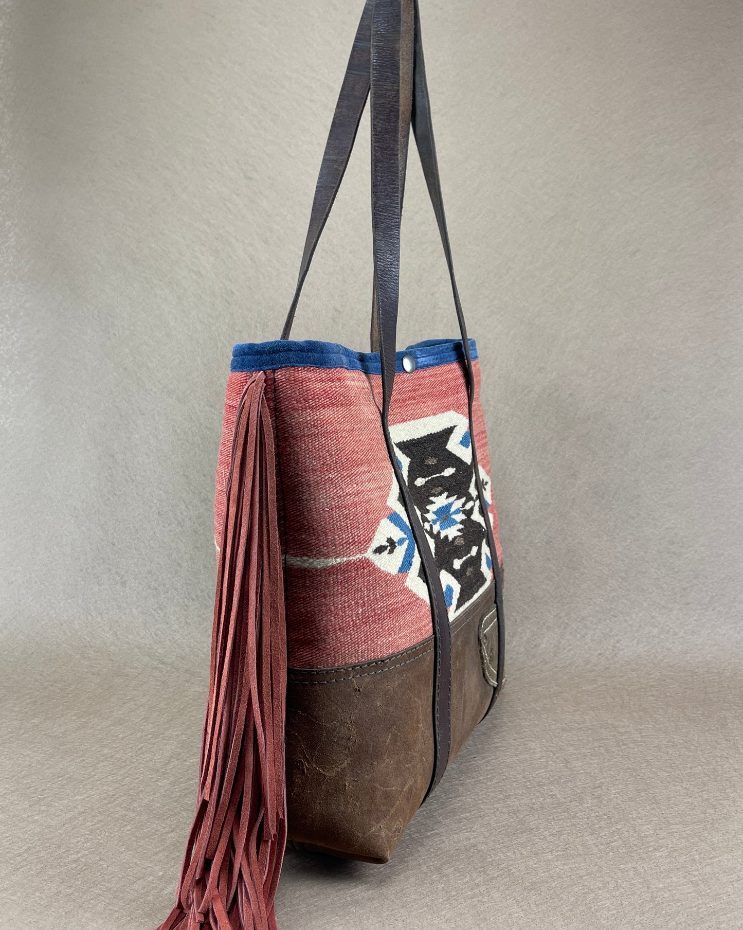 Tote - Taxcoco Weaving x Chaps Leather - with Fringe