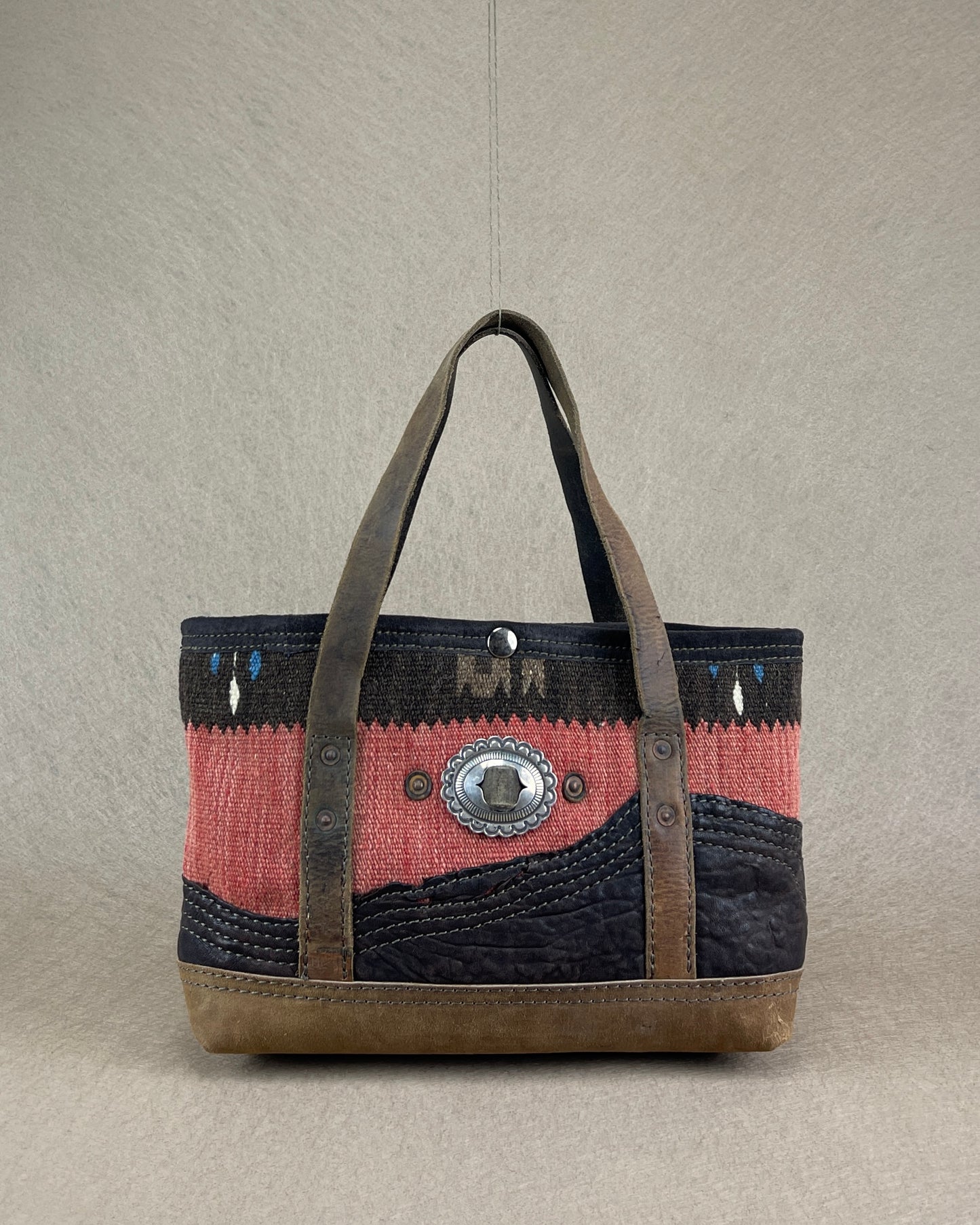 Tiny Tote - Taxcoco Weaving x Leather with Conchos