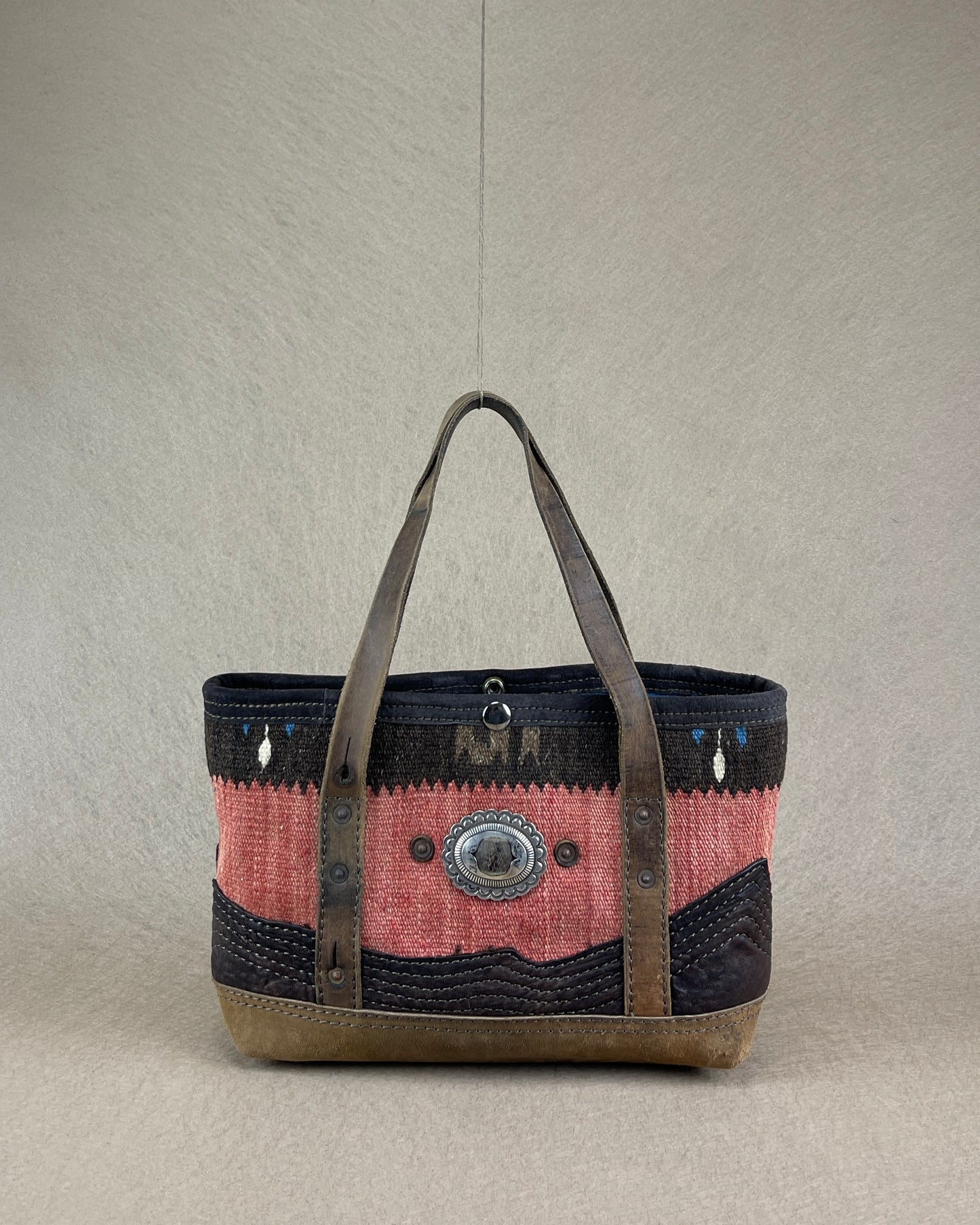 Tiny Tote - Taxcoco Weaving x Leather with Conchos