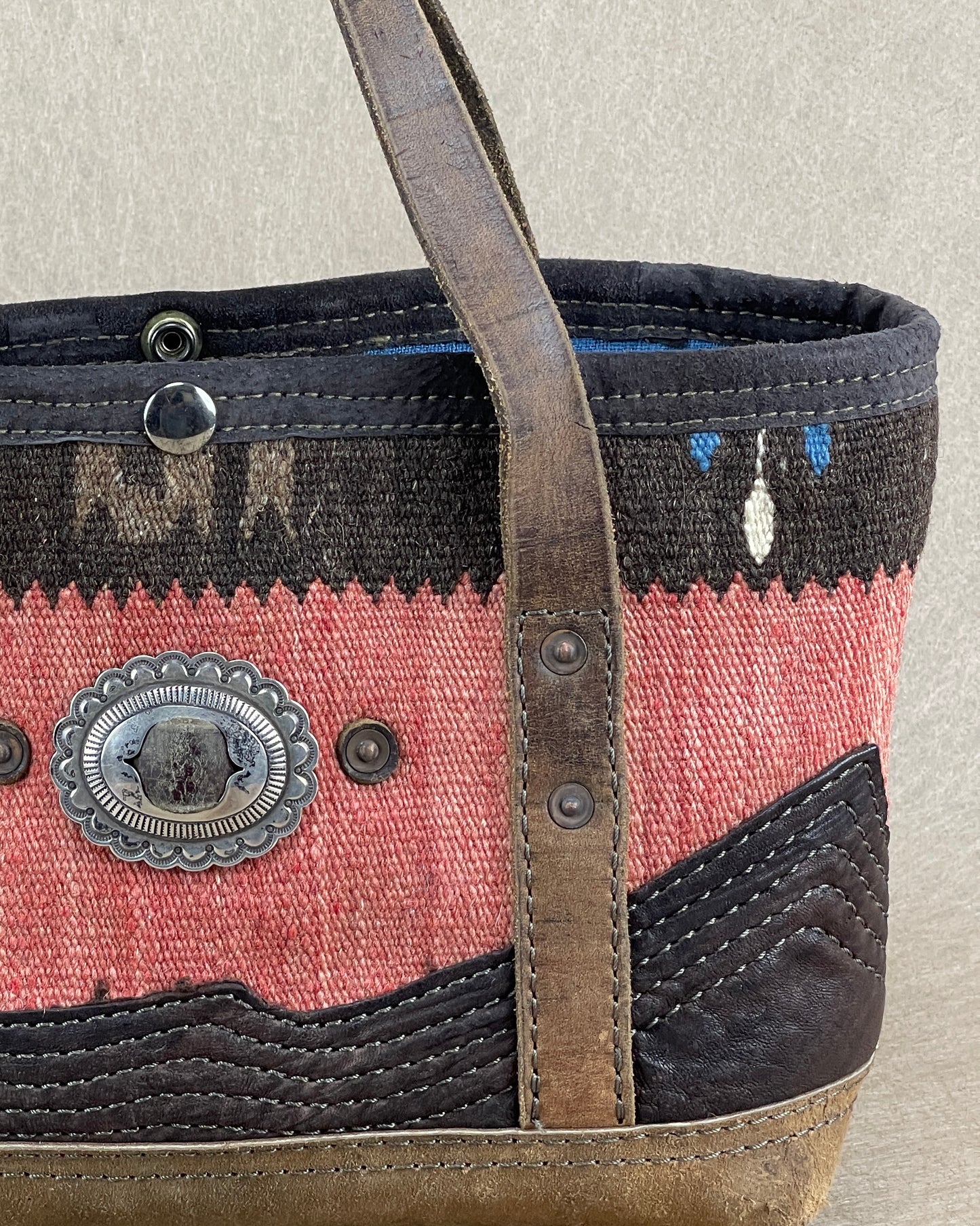 Tiny Tote - Taxcoco Weaving x Leather with Conchos