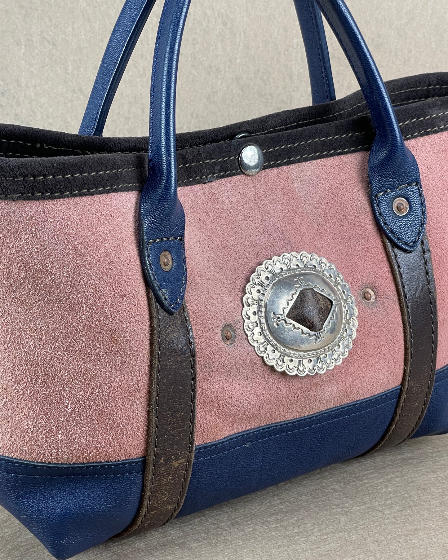 Tiny Tote - Suede x Leather with Concho