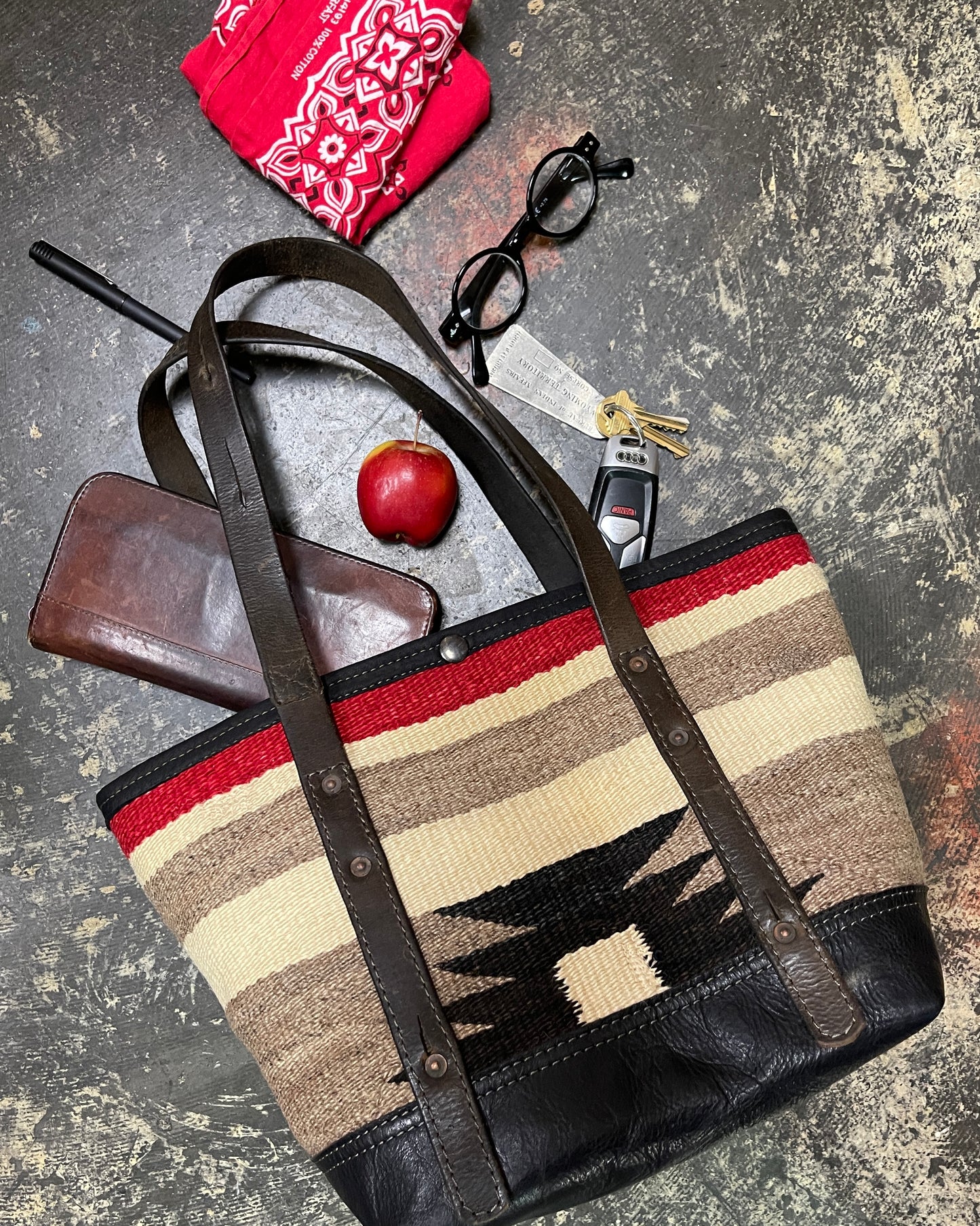 Tote - Vintage Navajo Weaving x Leather
