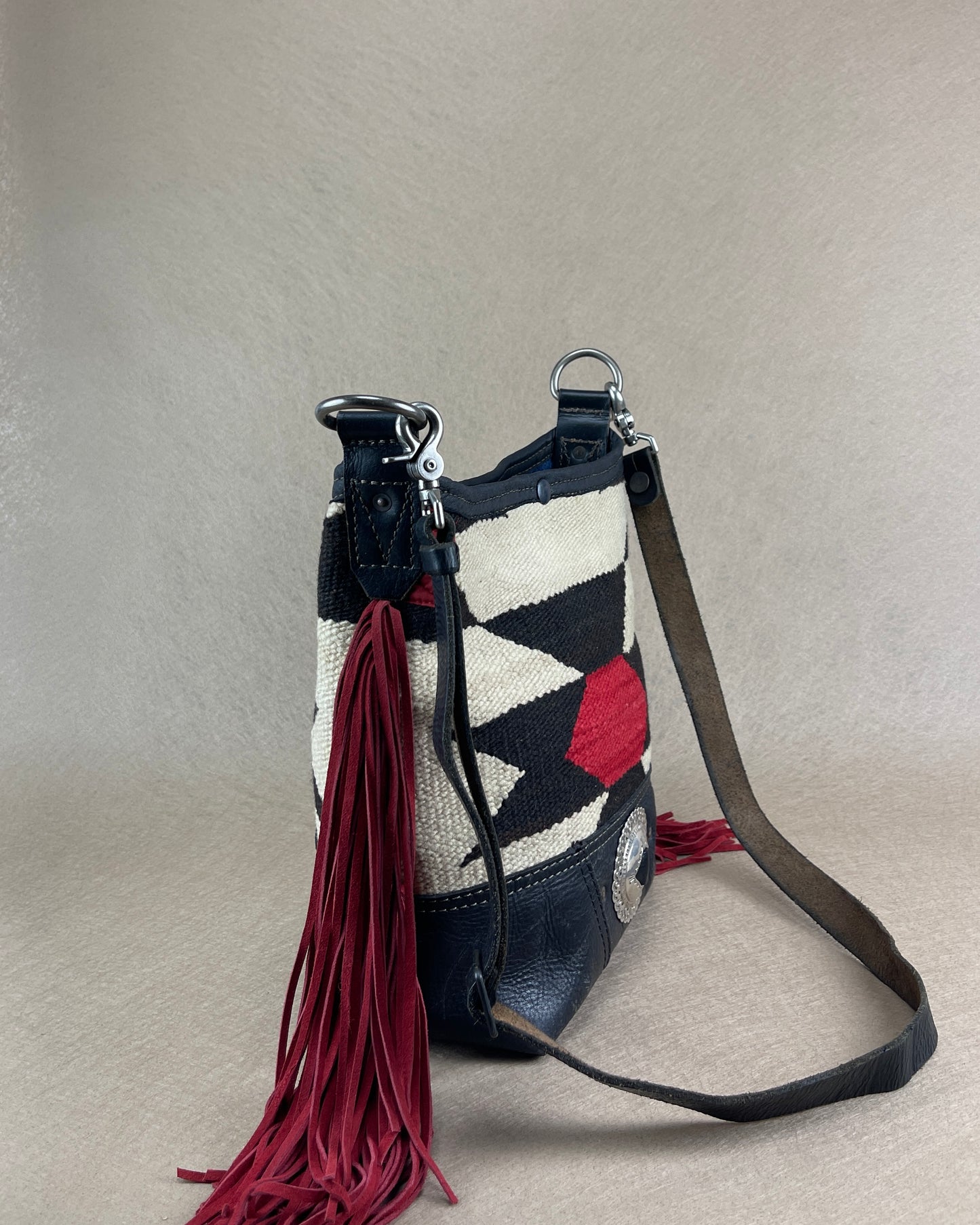 Bucket - Vintage Navajo x Leather - Fringed with Concho