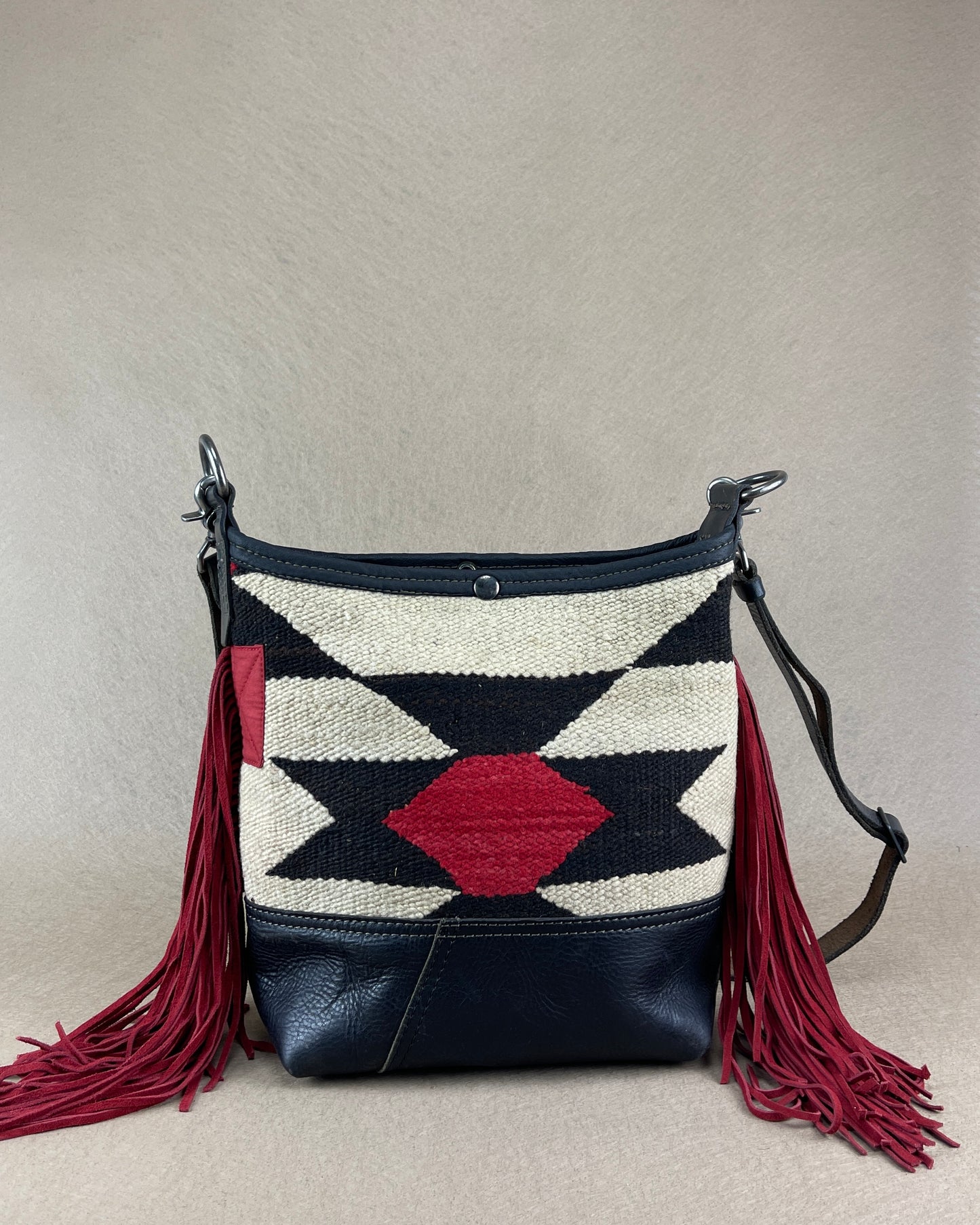 Bucket - Vintage Navajo x Leather - Fringed with Concho