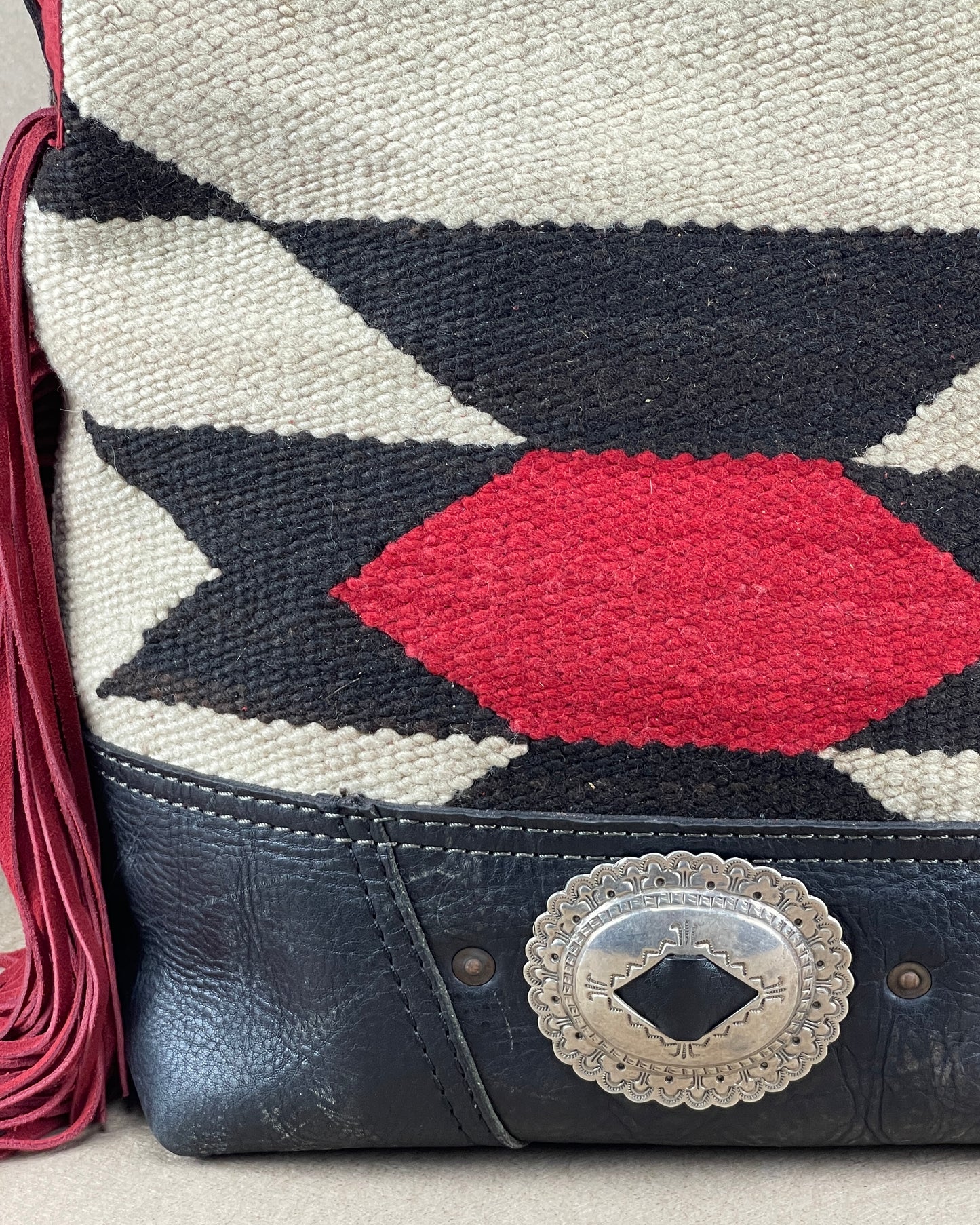 Bucket - Vintage Navajo x Leather - Fringed with Concho