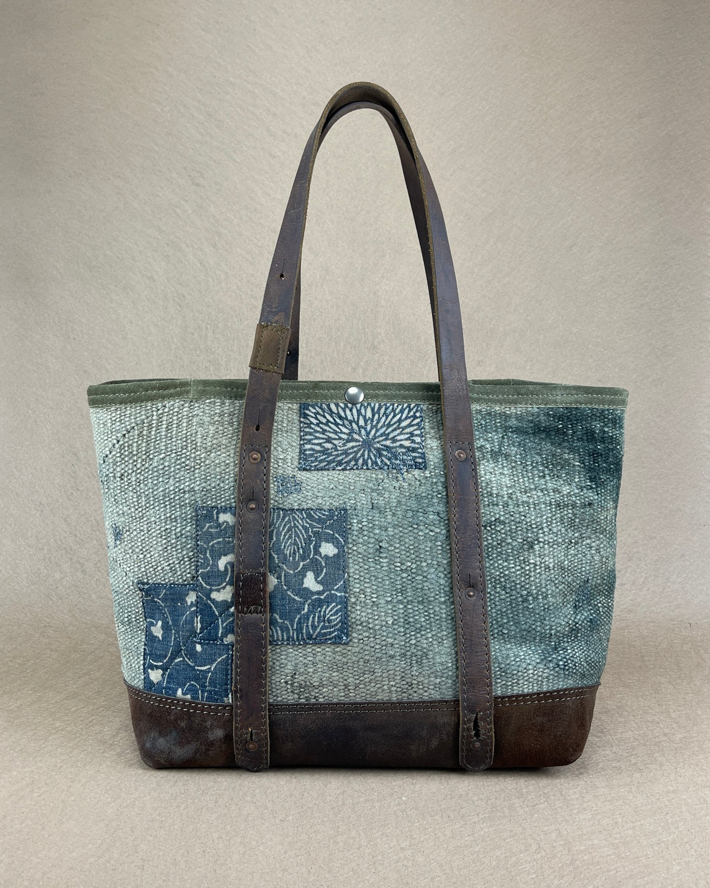 Large Tote - Diffused Navajo Weaving x Vintage Leather