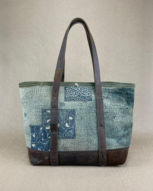 Large Tote - Diffused Navajo Weaving x Vintage Leather