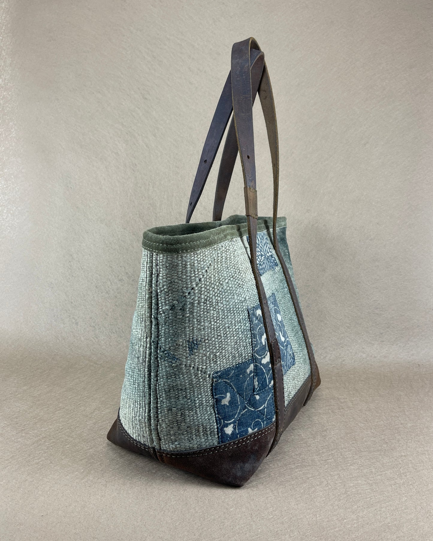 Large Tote - Diffused Navajo Weaving x Vintage Leather