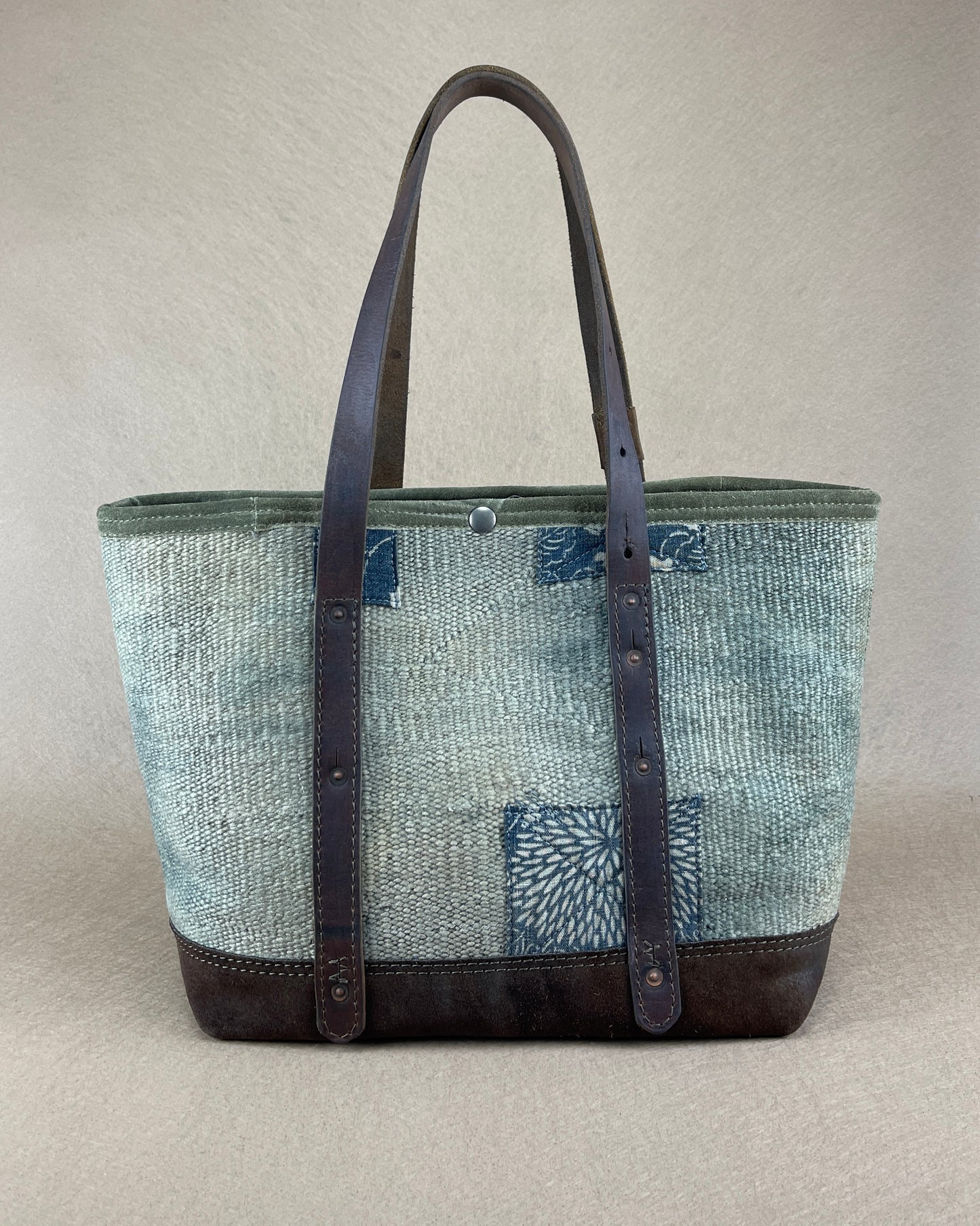 Large Tote - Diffused Navajo Weaving x Vintage Leather