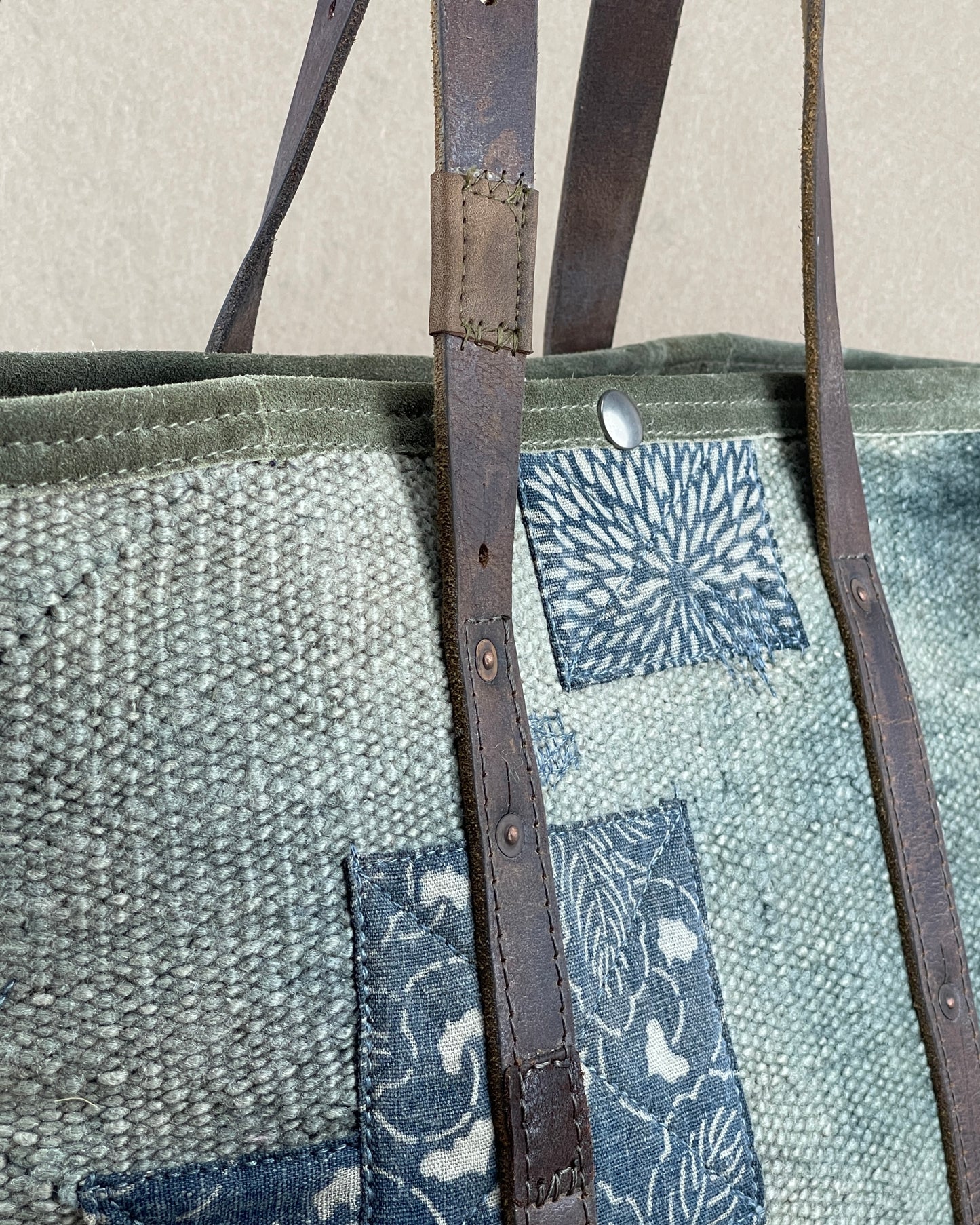 Large Tote - Diffused Navajo Weaving x Vintage Leather