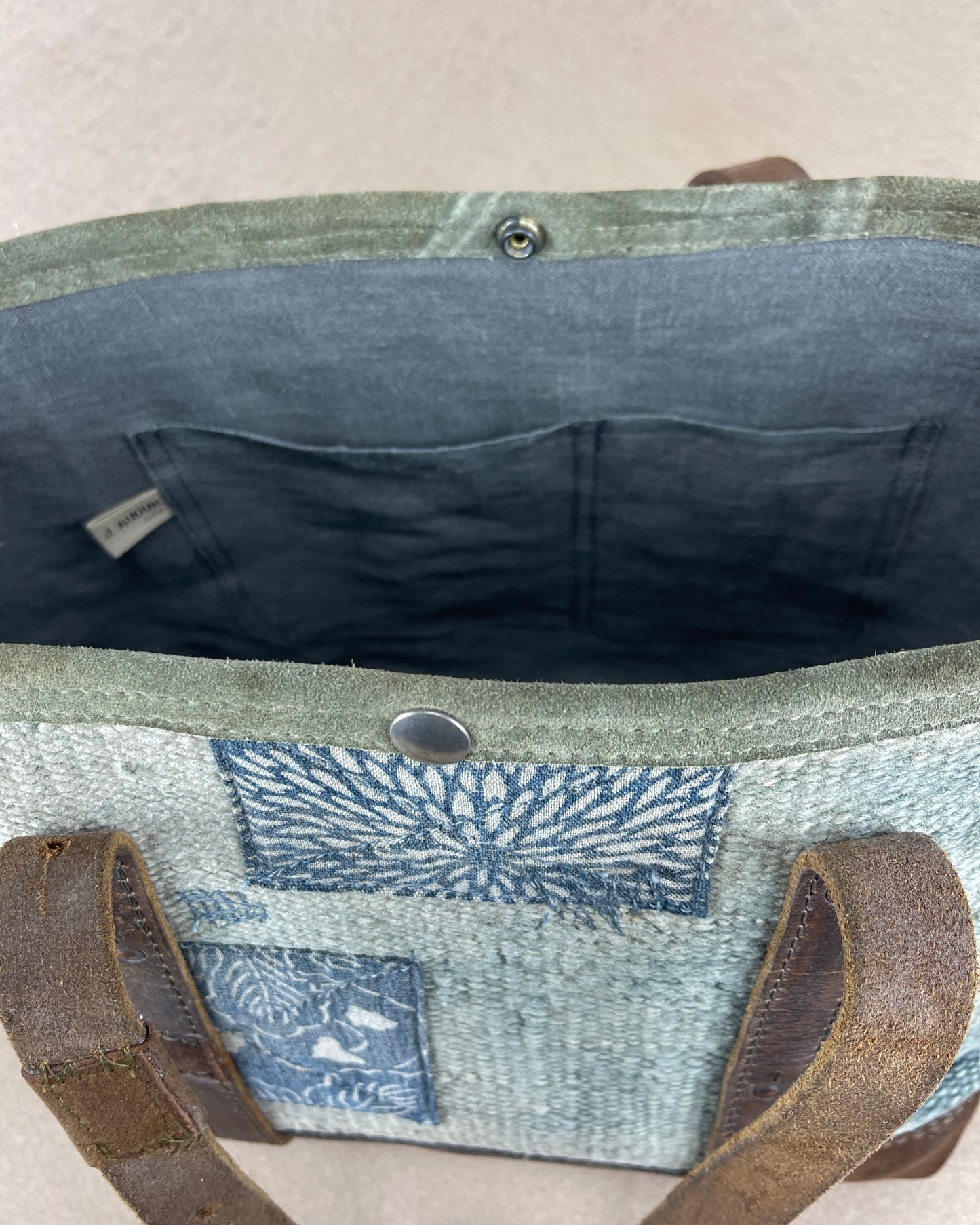 Large Tote - Diffused Navajo Weaving x Vintage Leather