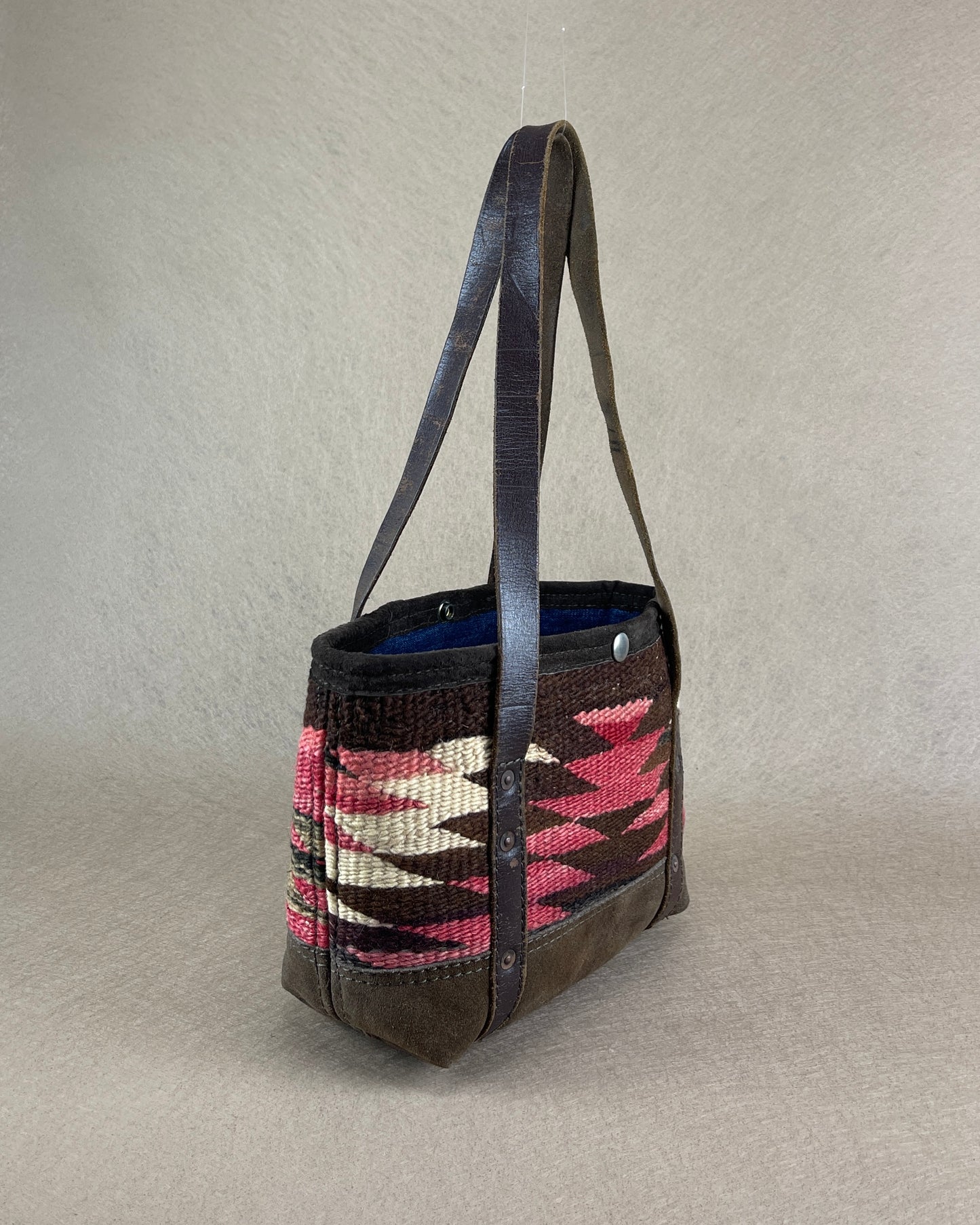 Tiny Tote - Navajo Weaving x Vintage Leather