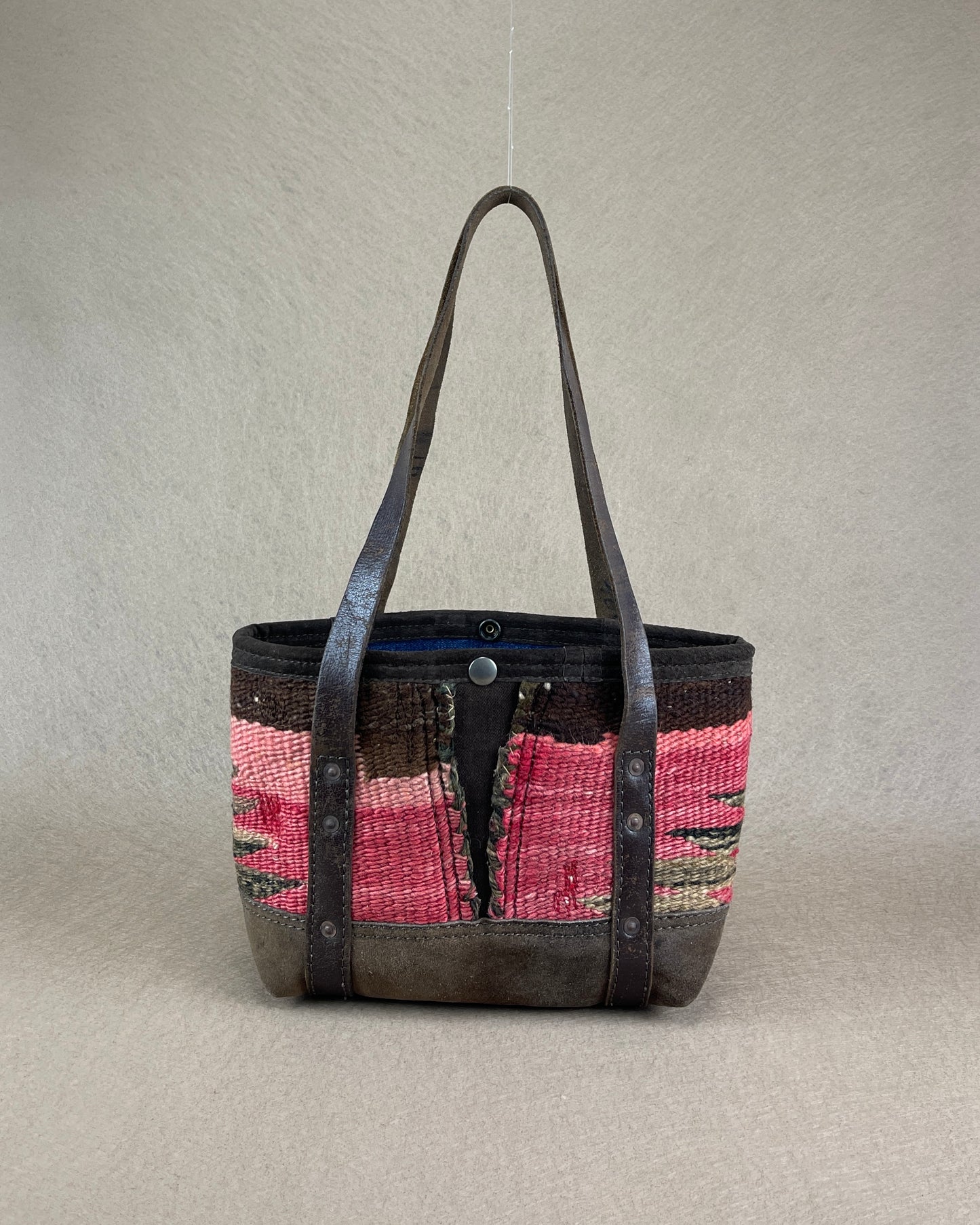 Tiny Tote - Navajo Weaving x Vintage Leather