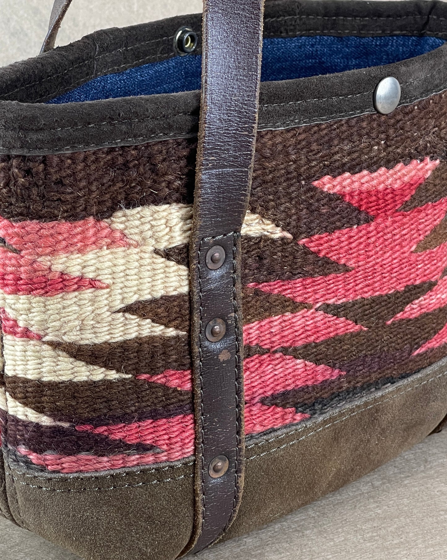Tiny Tote - Navajo Weaving x Vintage Leather