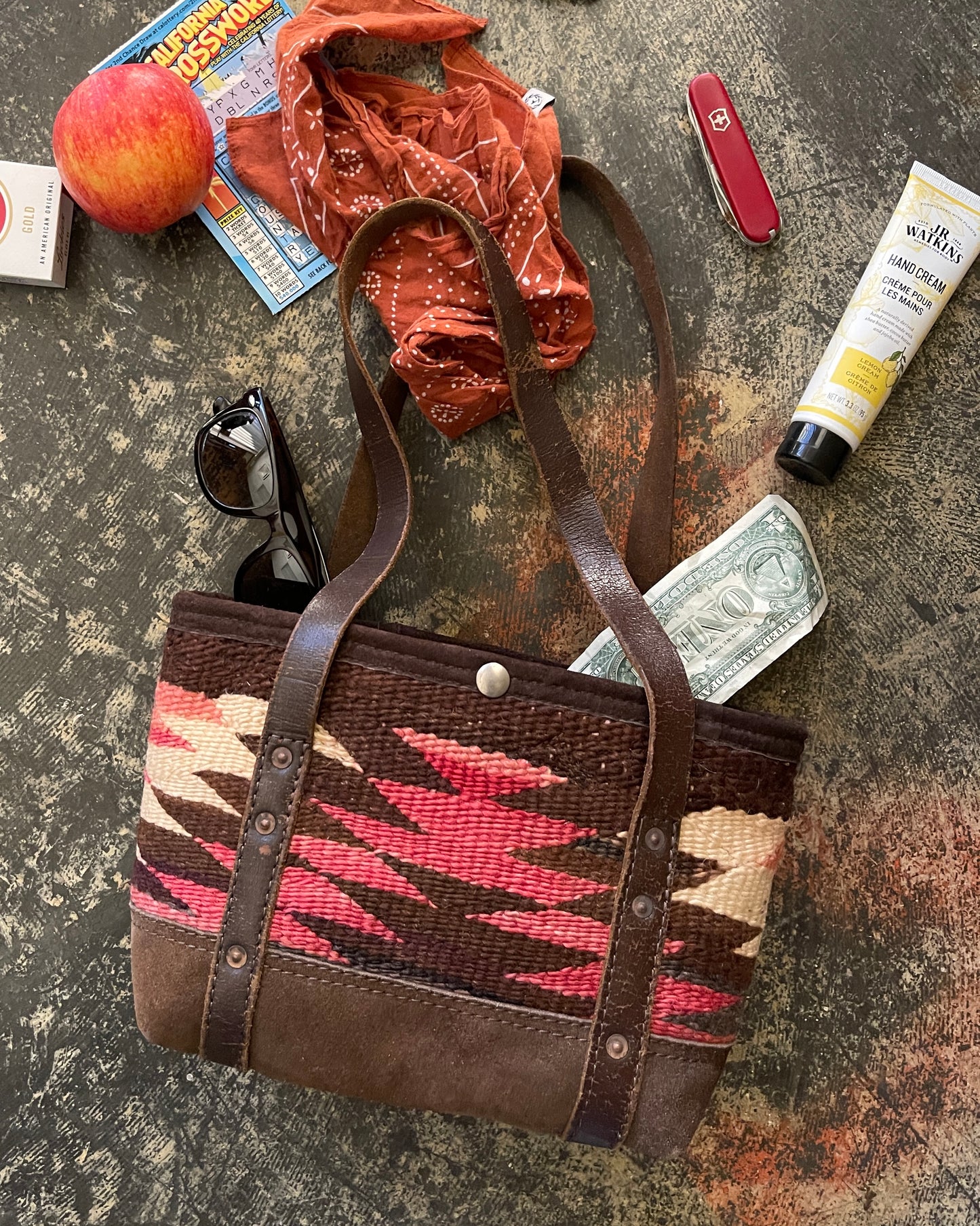 Tiny Tote - Navajo Weaving x Vintage Leather