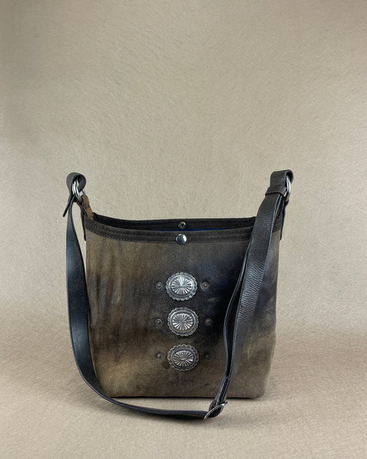 Bucket - Weathered Vintage Chaps Leather with Conchos