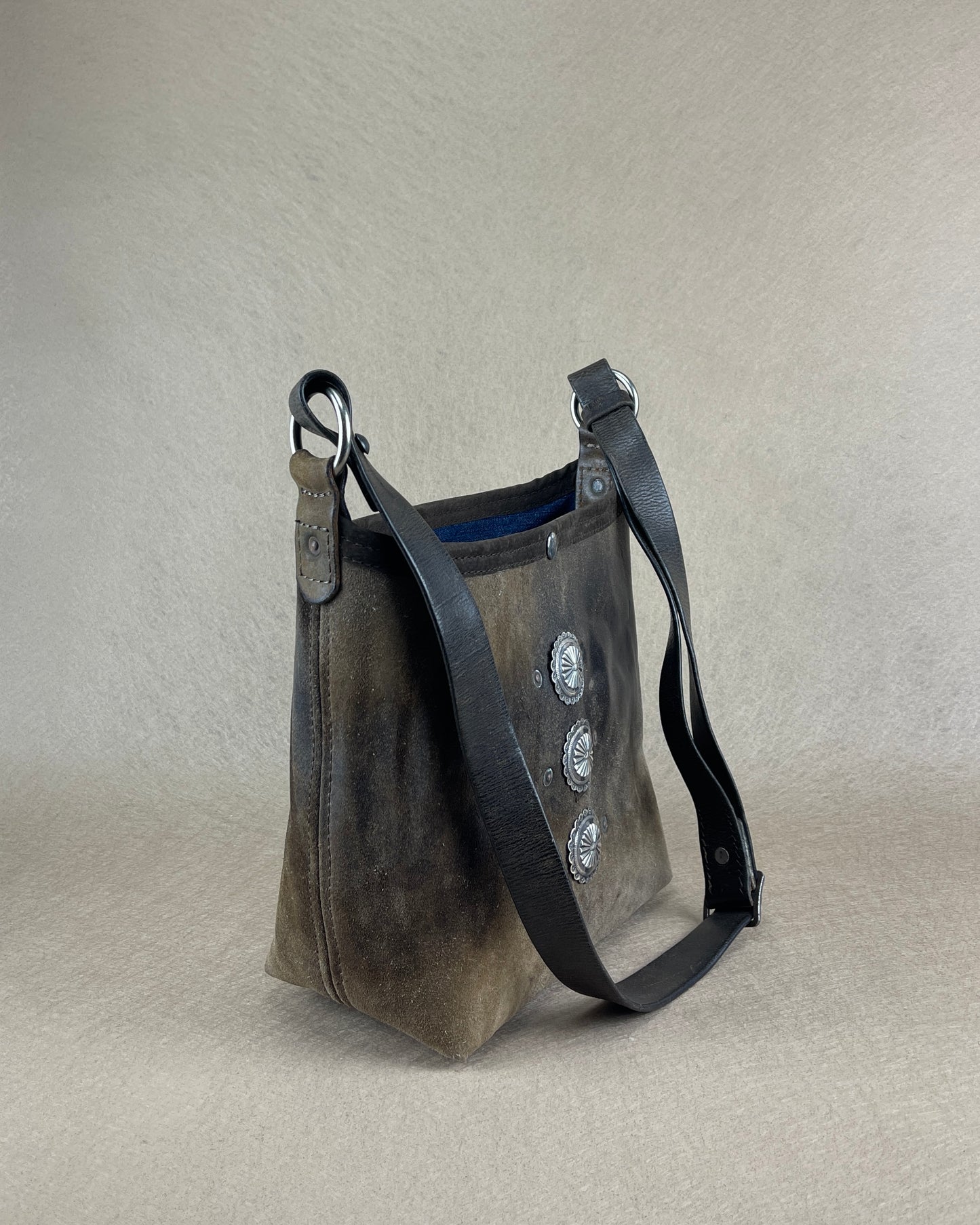 Bucket - Weathered Vintage Chaps Leather with Conchos