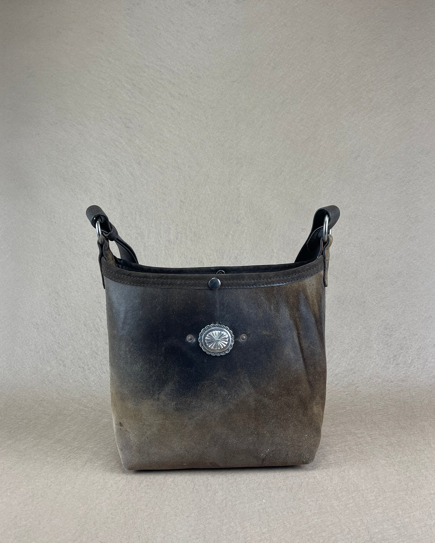 Bucket - Weathered Vintage Chaps Leather with Conchos