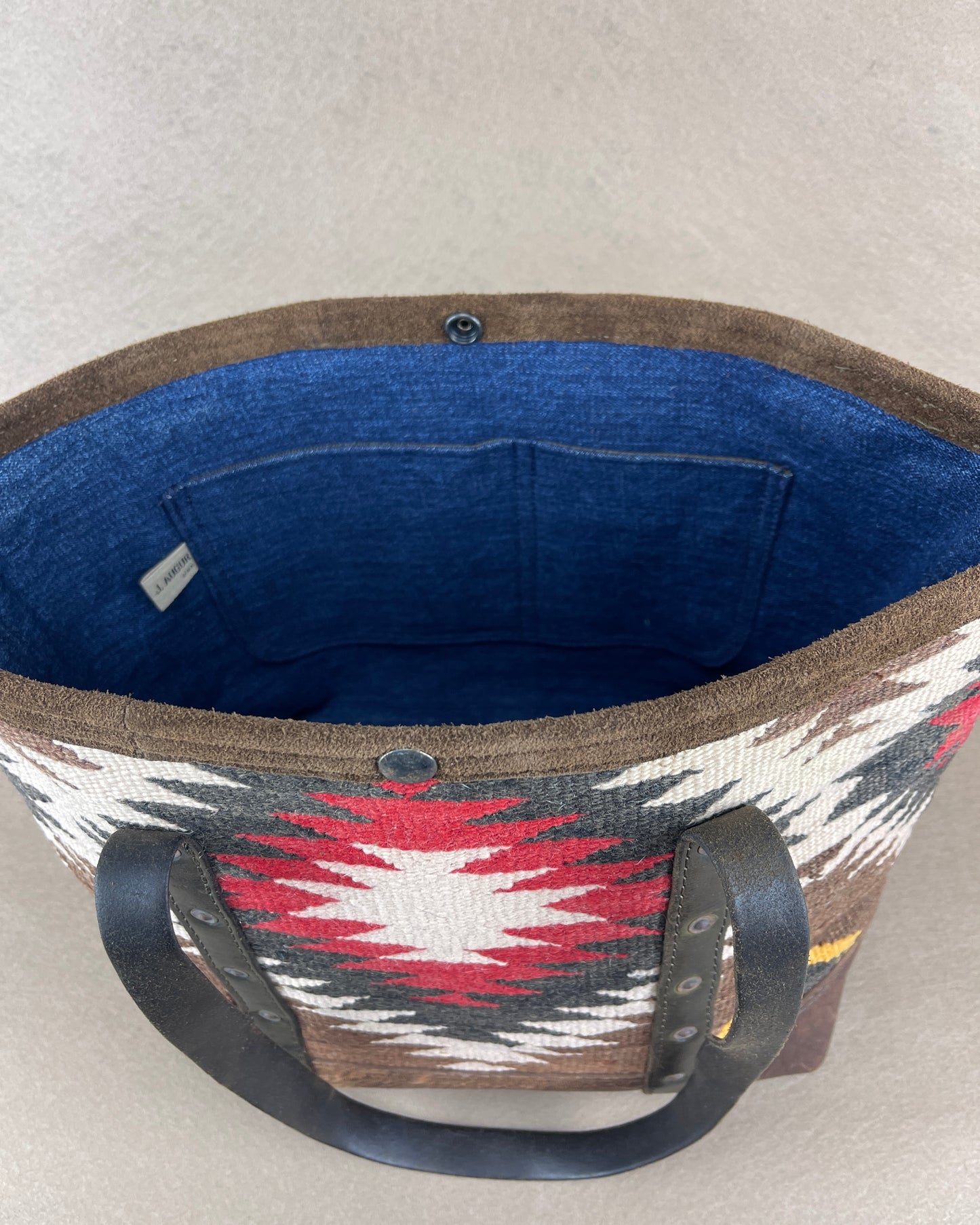 Tote - Serrated Diamond Navajo Fine Weaving x Leather Tote