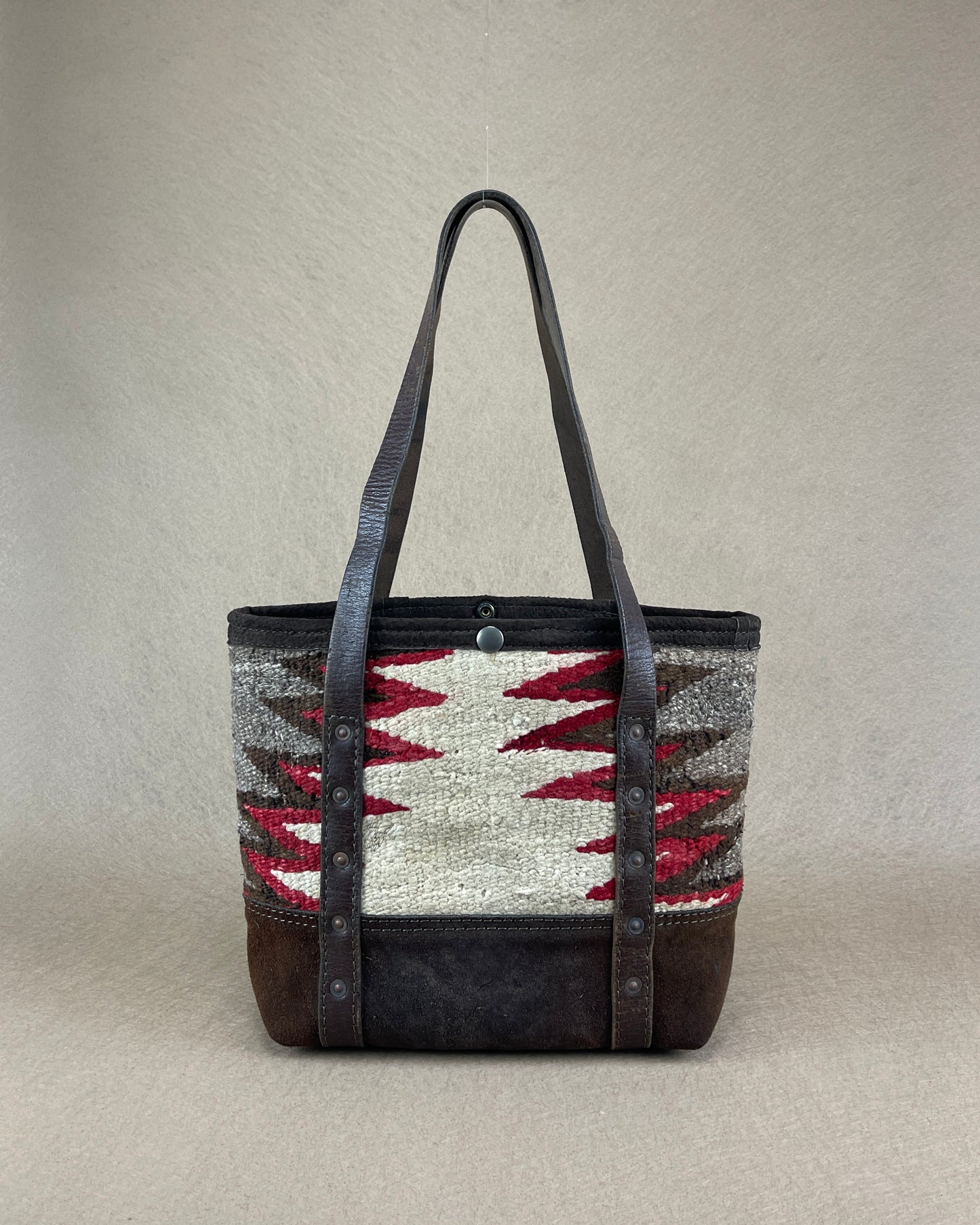 Mini Tote - Textural Navajo x Vintage Leather