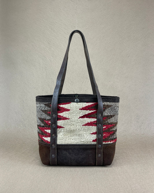 Mini Tote - Textural Navajo x Vintage Leather
