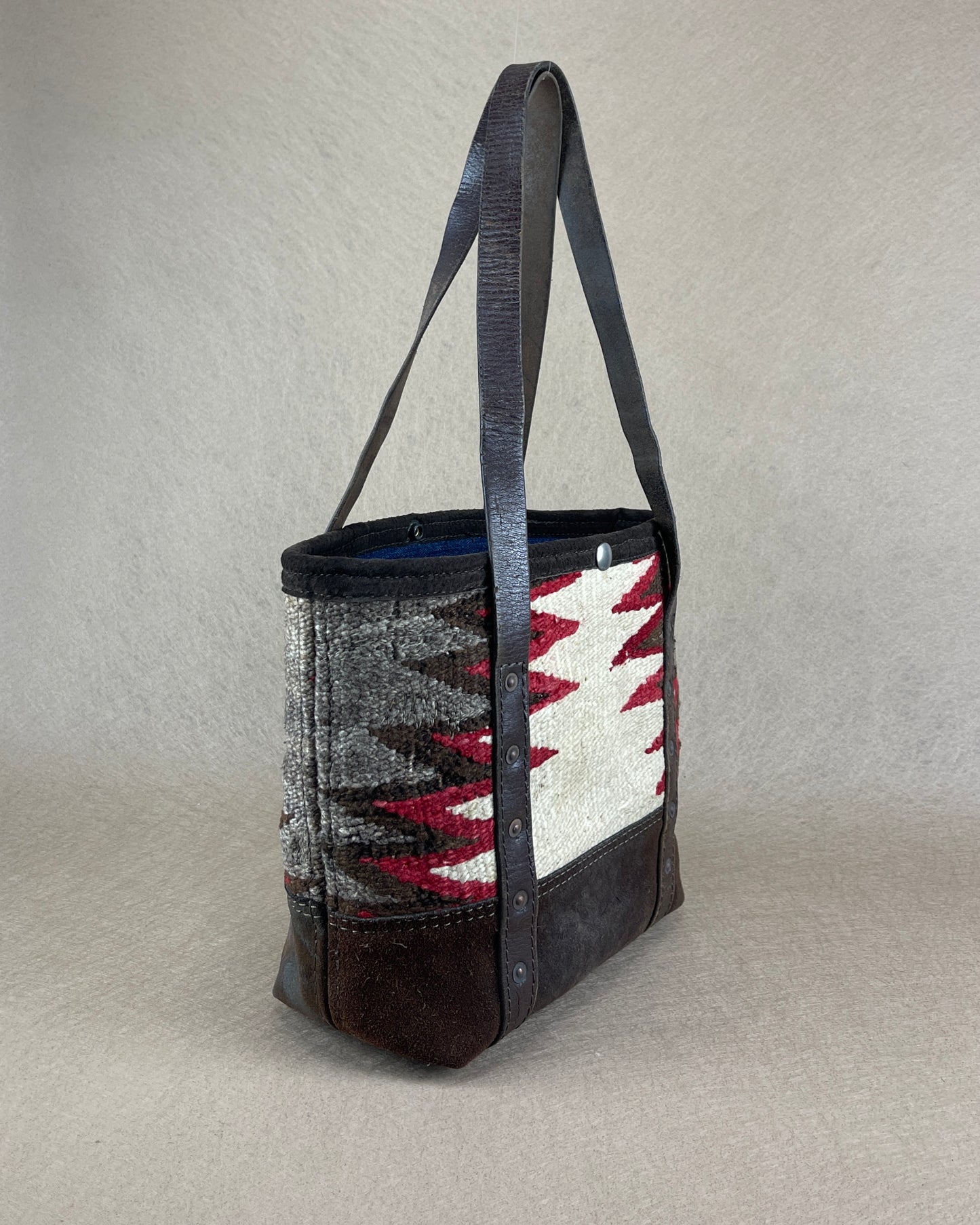 Mini Tote - Textural Navajo x Vintage Leather