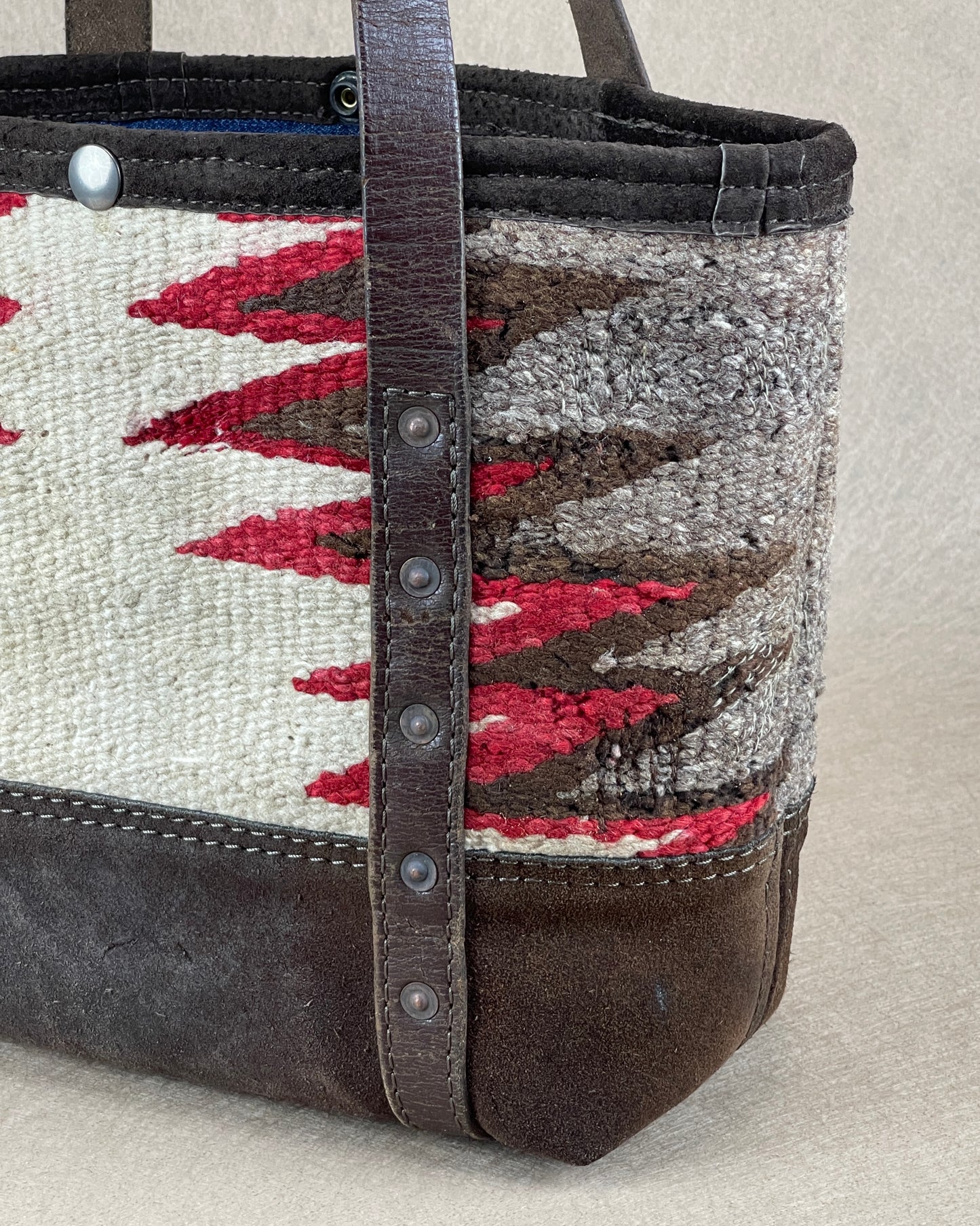 Mini Tote - Textural Navajo x Vintage Leather