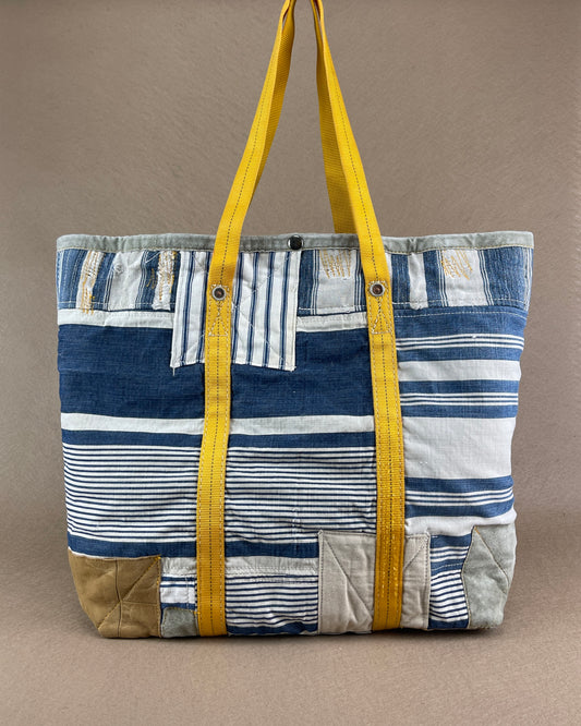 XL Tote - Patchwork Vintage French Ticking