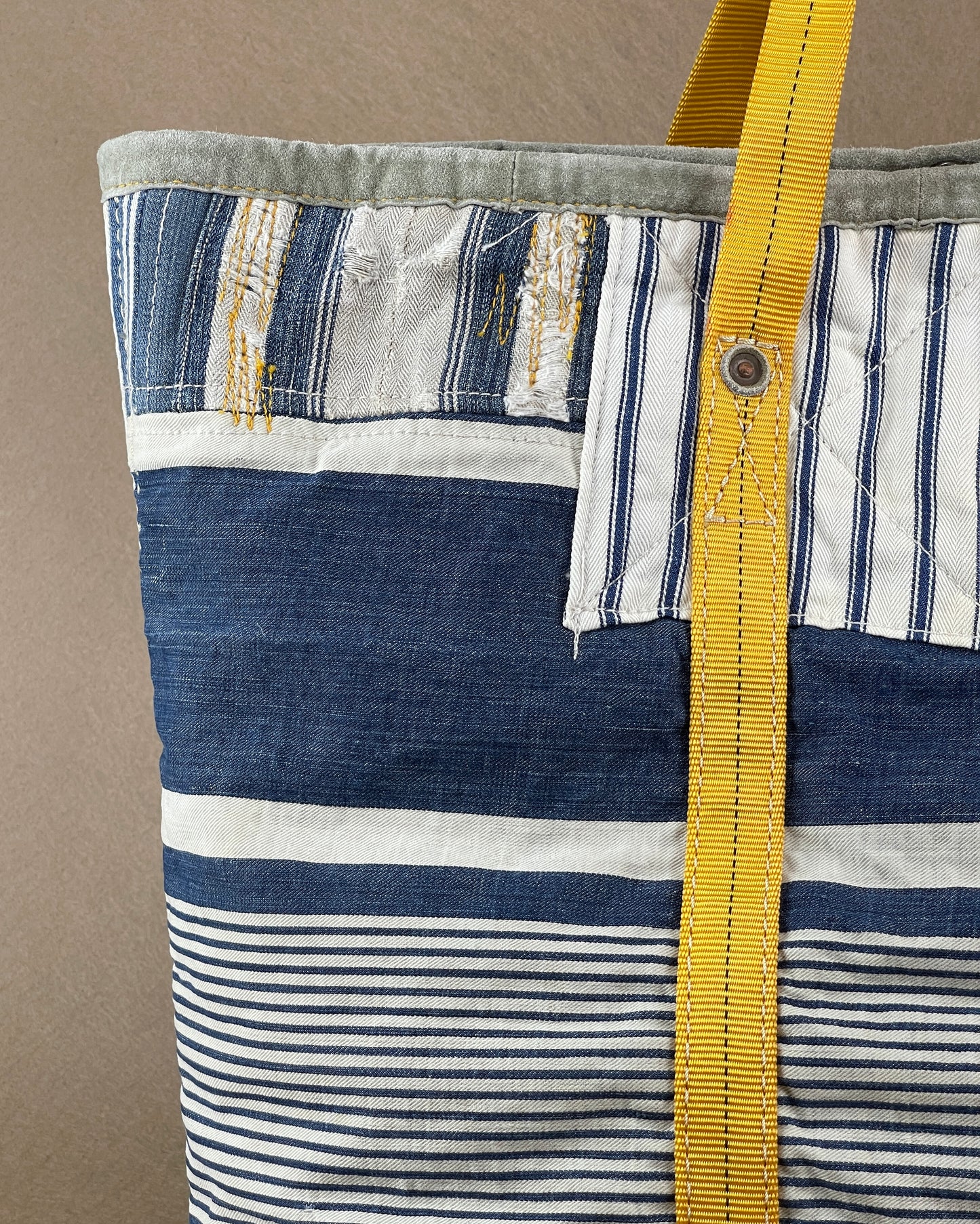 XL Tote - Patchwork Vintage French Ticking