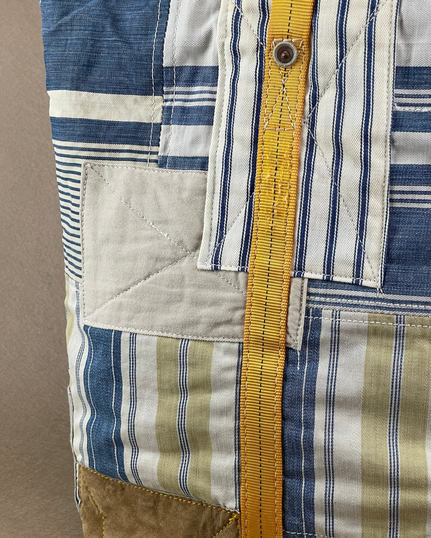 XL Tote - Patched Vintage French Ticking