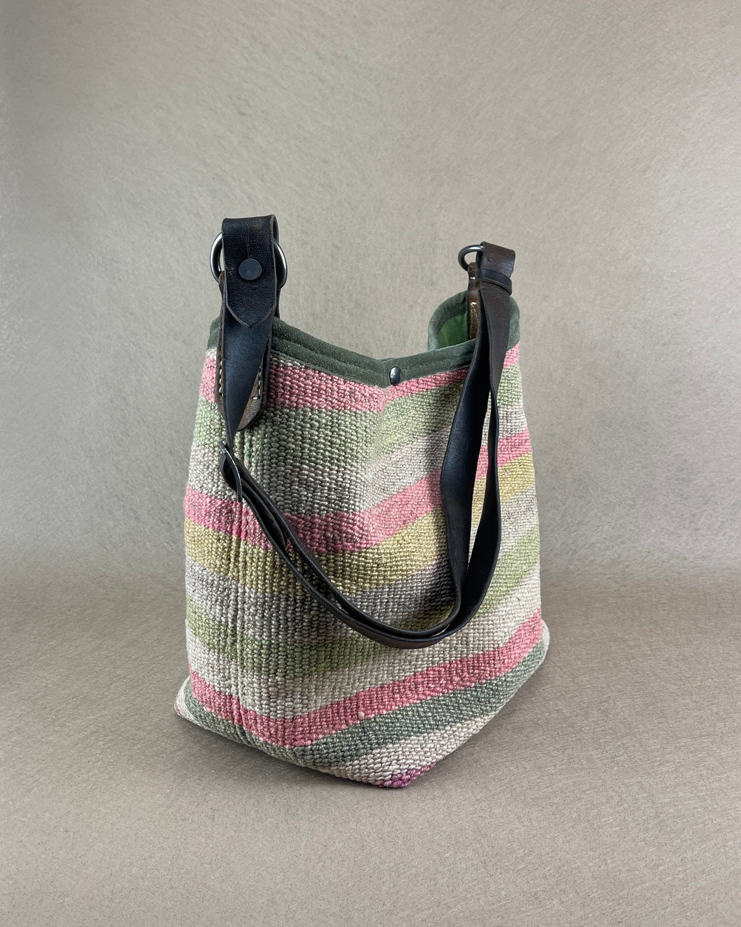 Hobo - Vintage Striped Handwoven Turkish Kilim