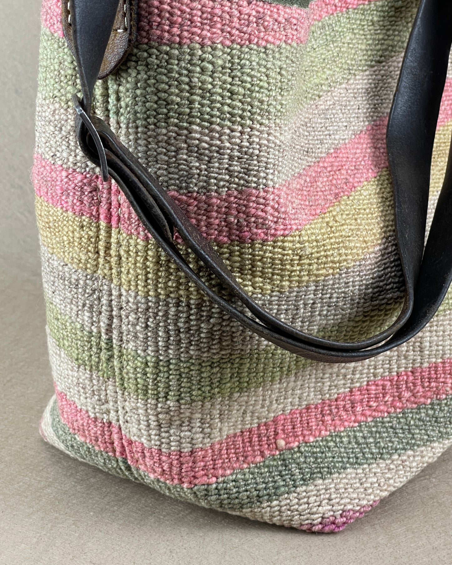 Hobo - Vintage Striped Handwoven Turkish Kilim