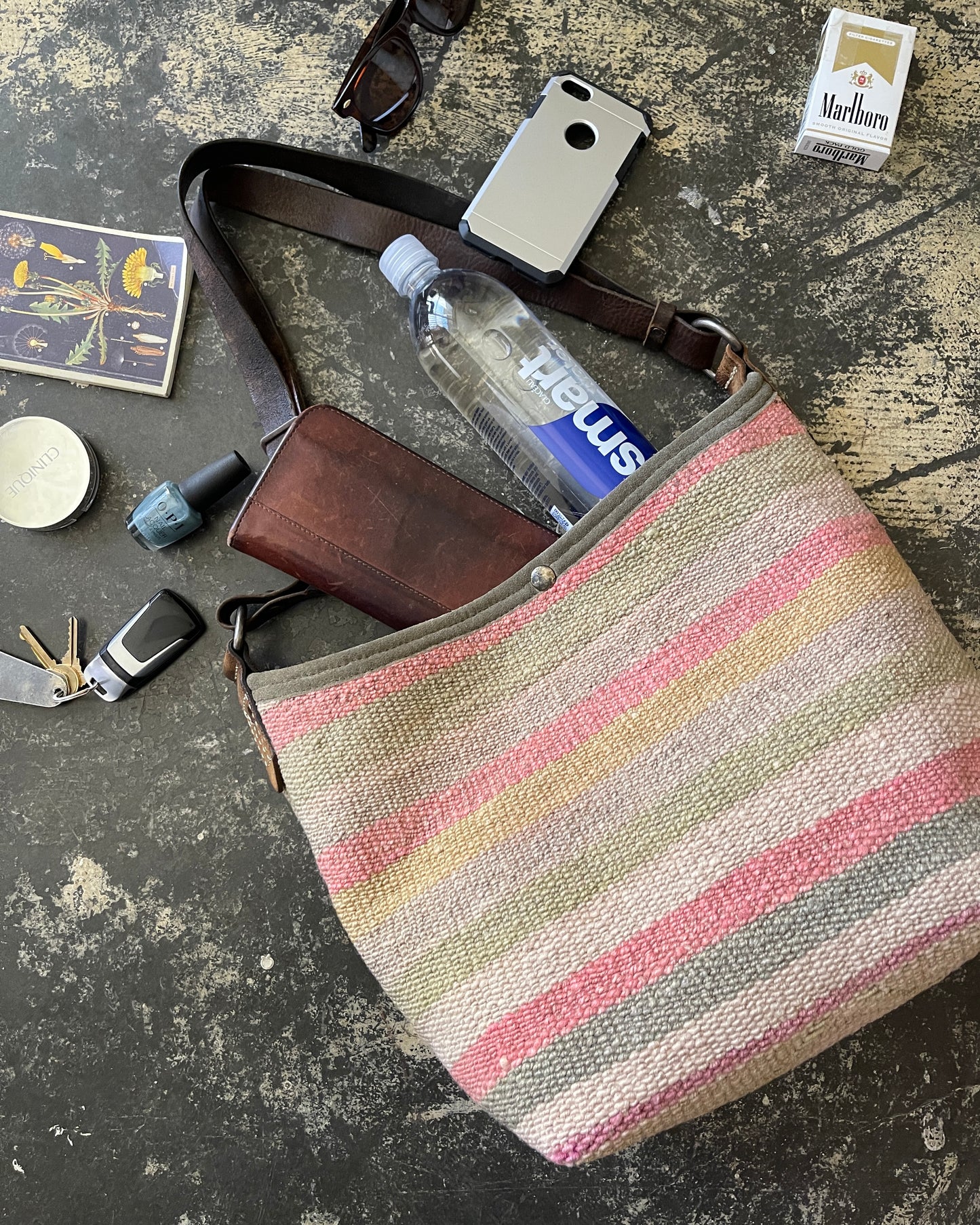 Hobo - Vintage Striped Handwoven Turkish Kilim