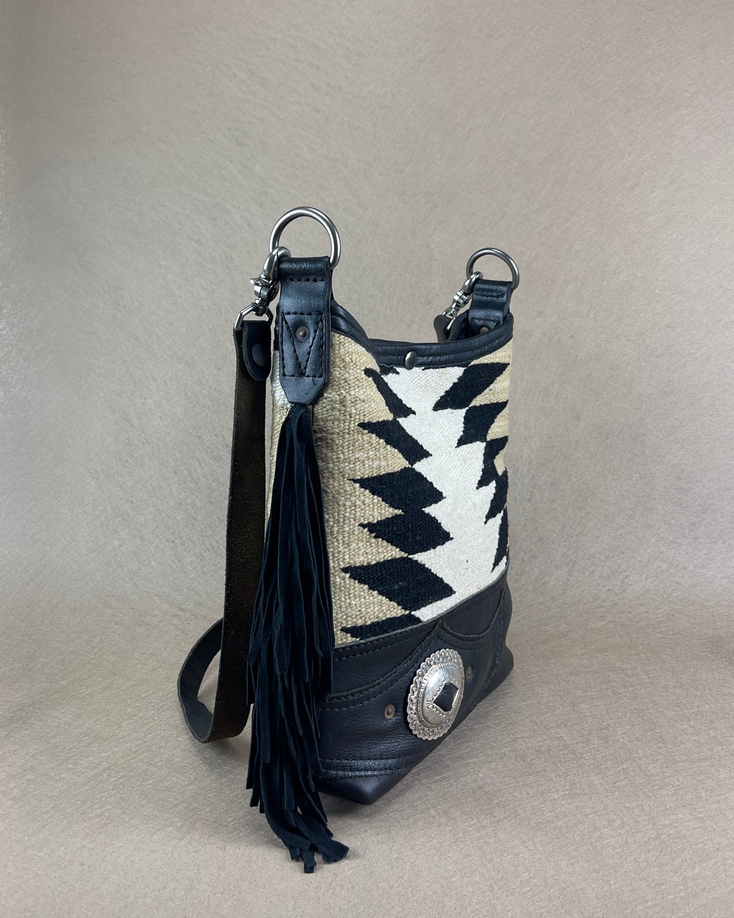 Bucket - Vintage Navajo x Leather - Fringed with Concho