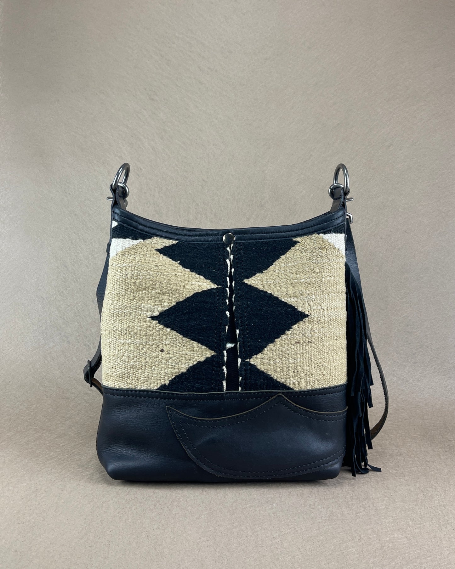 Bucket - Vintage Navajo x Leather - Fringed with Concho